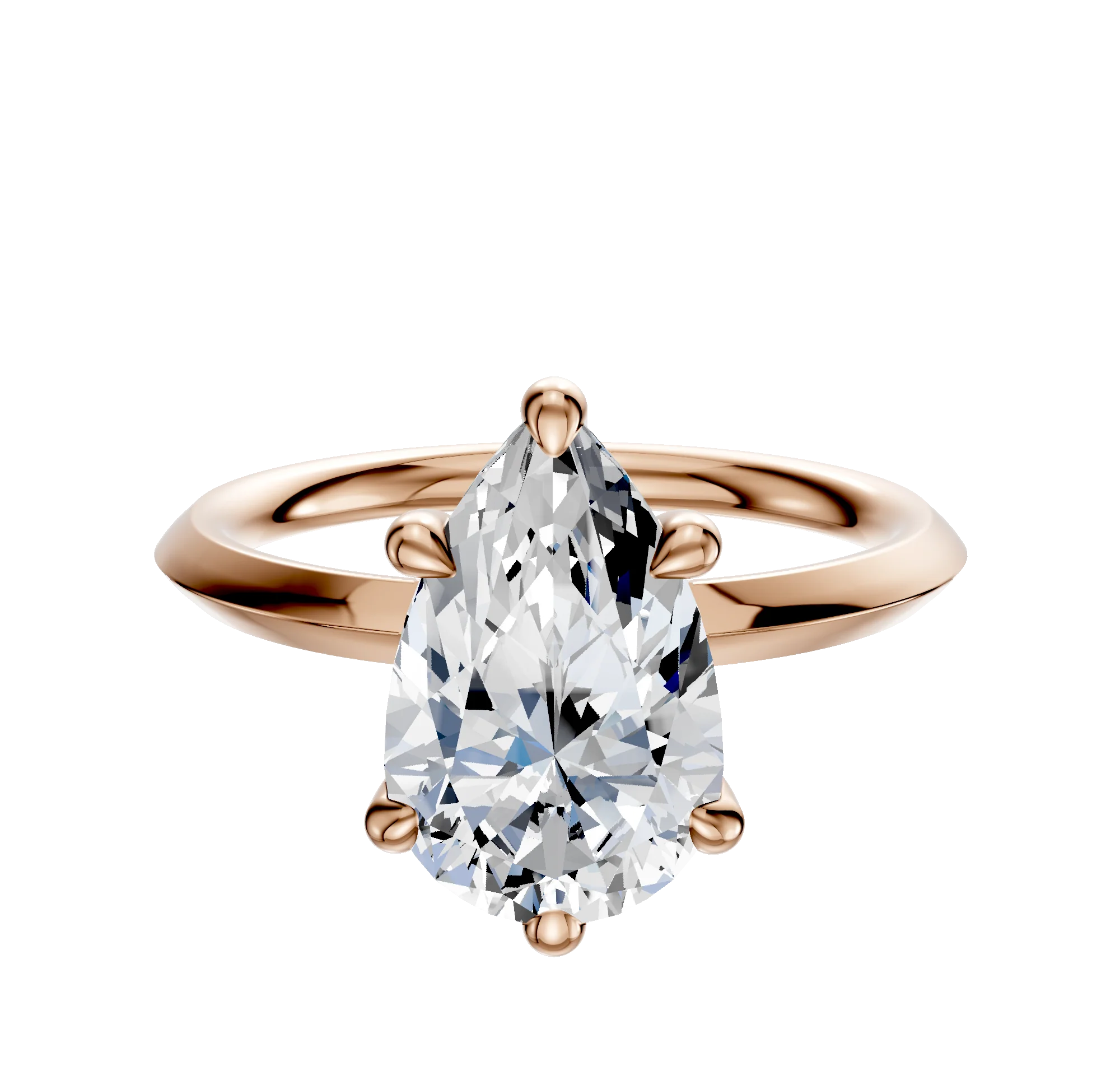 18K Rose Gold 6 Prong Basket Classic Knife Edge 2.0mm Engagement Ring