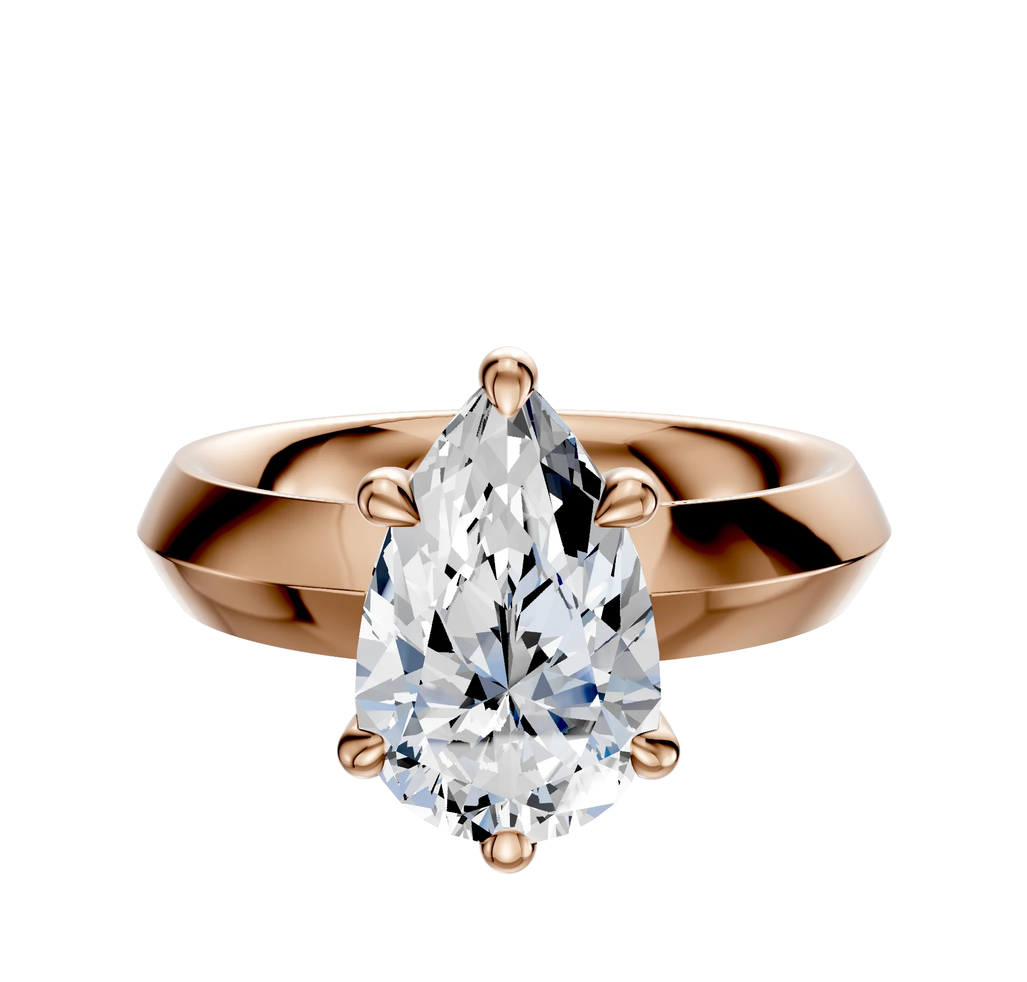 18K Rose Gold 6 Prong Basket Classic Knife Edge 4.0mm Engagement Ring