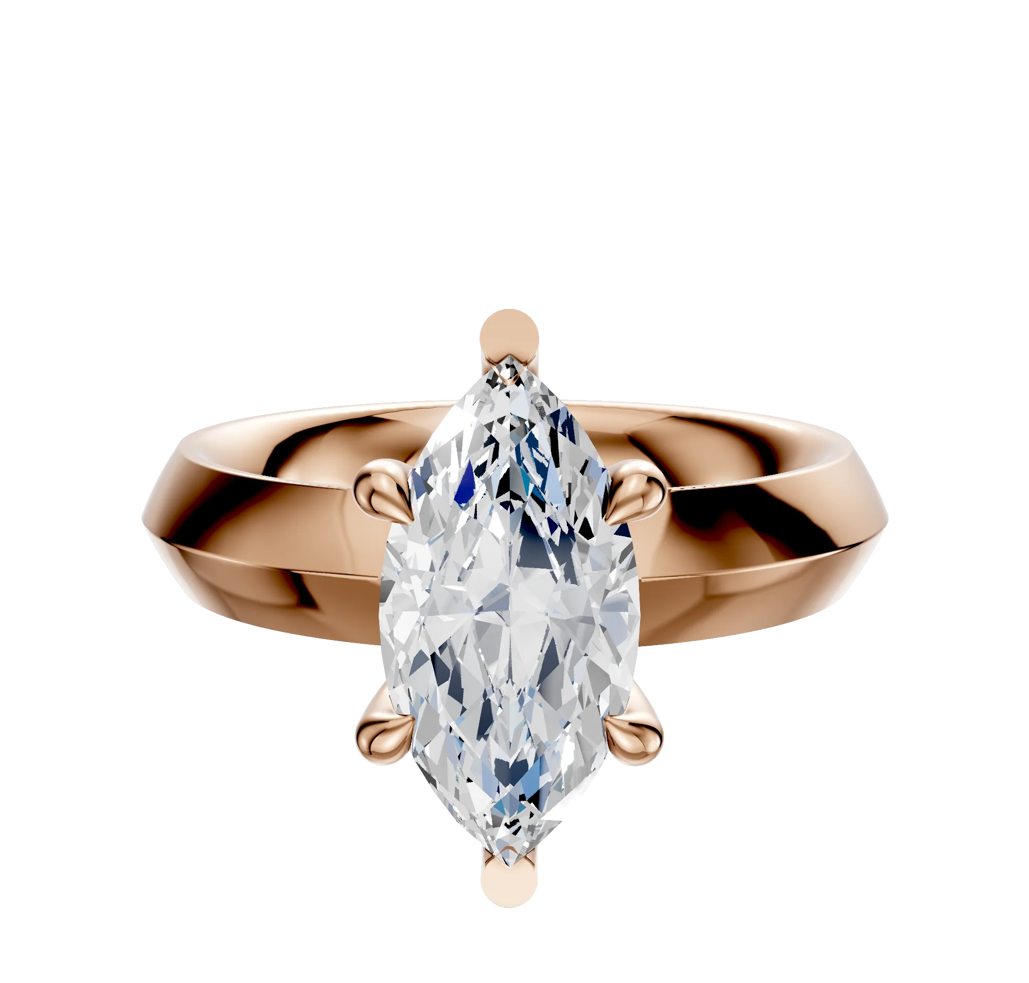 18K Rose Gold 6 Prong Basket Classic Knife Edge 4.0mm Engagement Ring