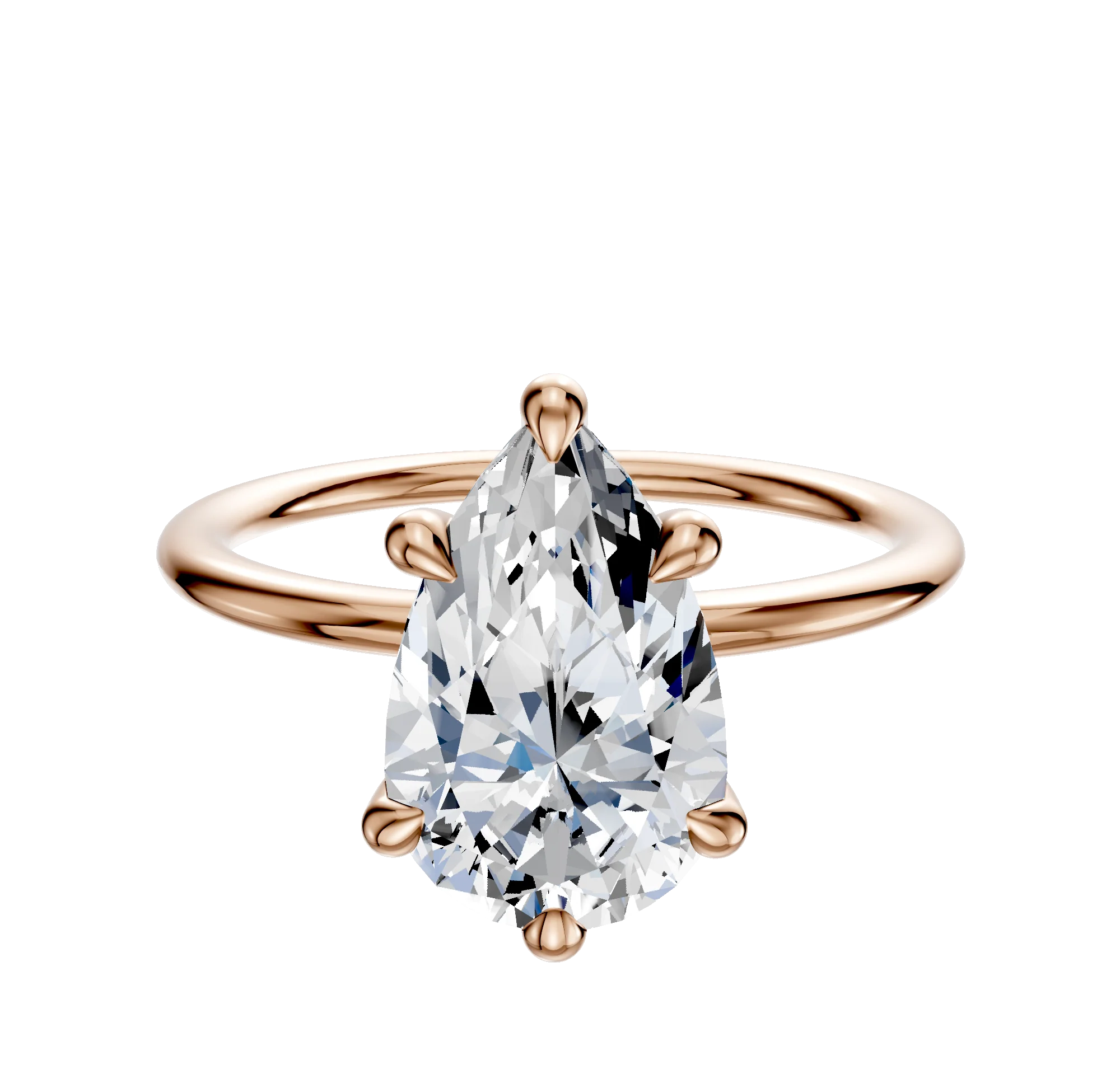 18K Rose Gold 6 Prong Hidden Halo Classic Dome 1.5mm Engagement Ring