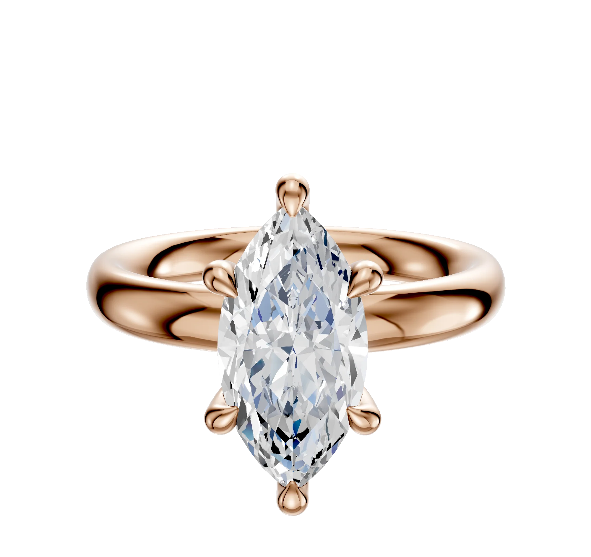 18K Rose Gold 6 Prong Hidden Halo Classic Dome 3.0mm Engagement Ring