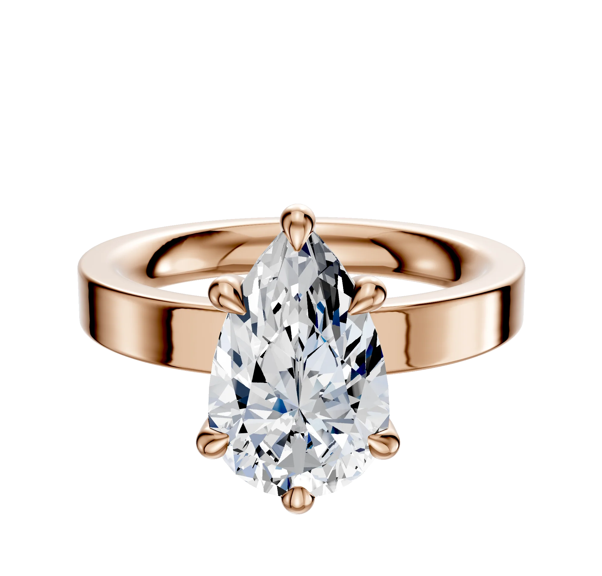 18K Rose Gold 6 Prong Hidden Halo Classic Flat 3.0mm Engagement Ring