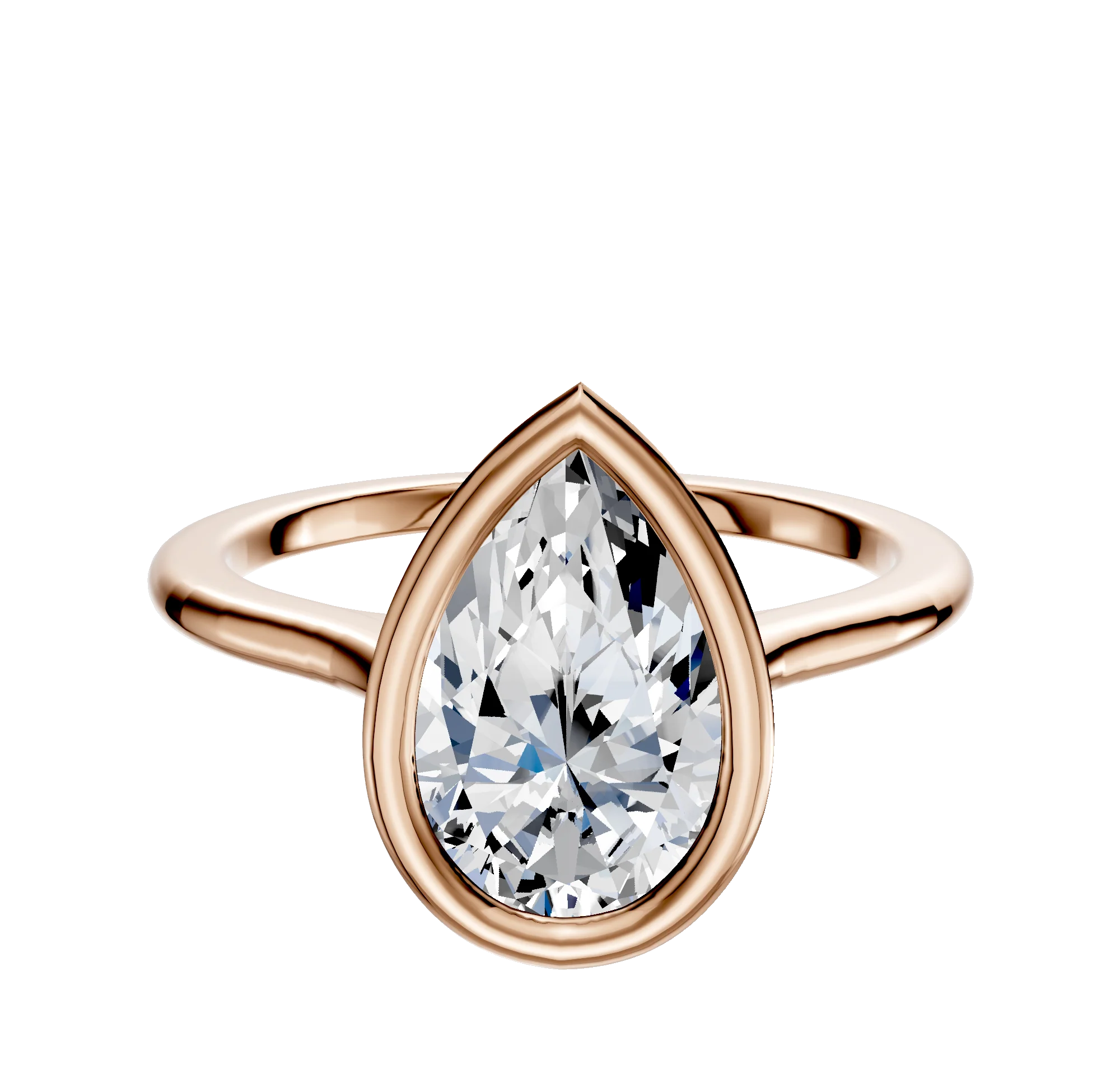 18K Rose Gold Bezel Full Bezel East/West Cathedral Dome 1.5mm Engagement Ring