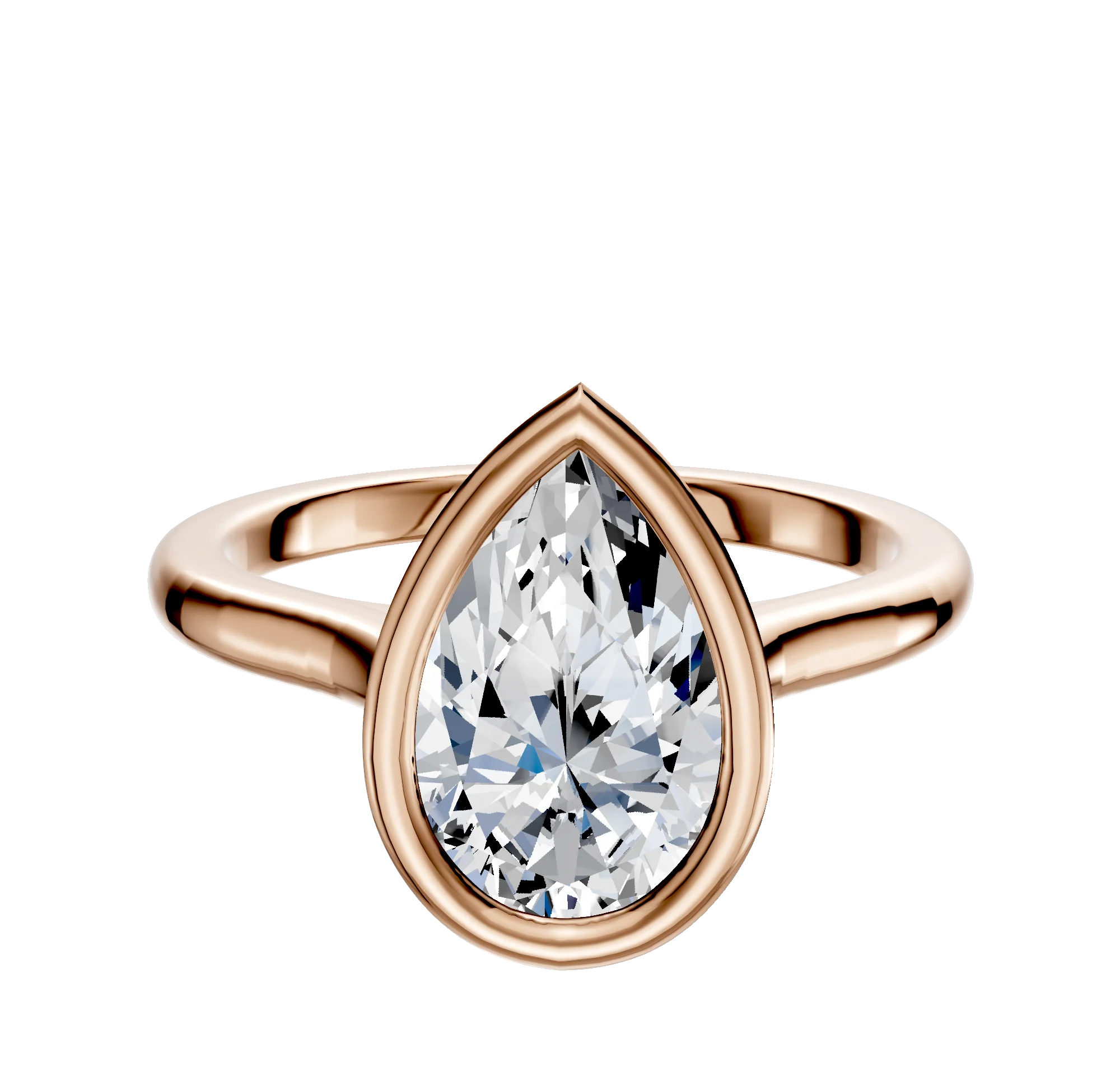 18K Rose Gold Bezel Full Bezel East/West Cathedral Dome 2.0mm Engagement Ring