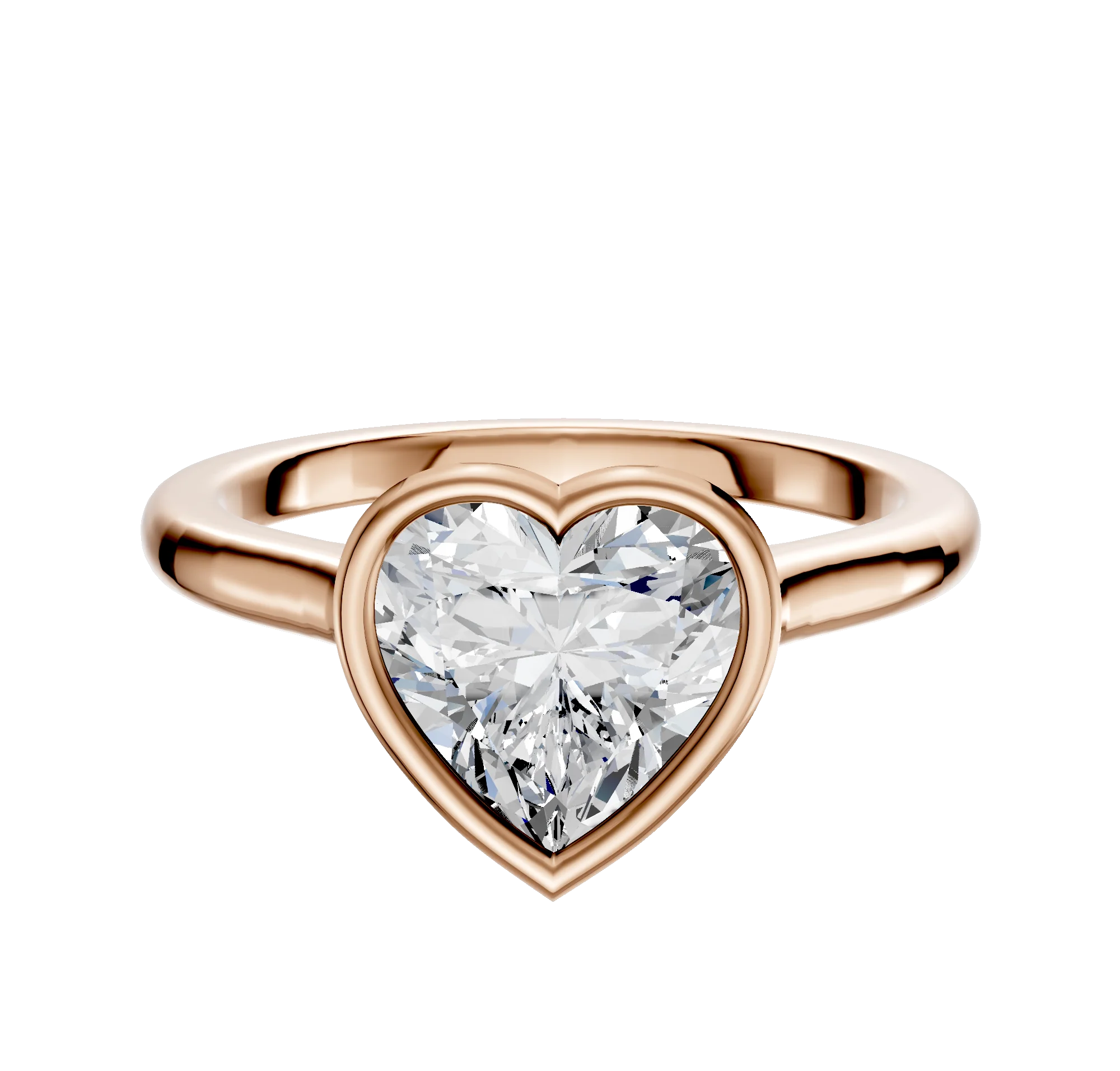 18K Rose Gold Bezel Full Bezel East/West Cathedral Dome 2.0mm Engagement Ring