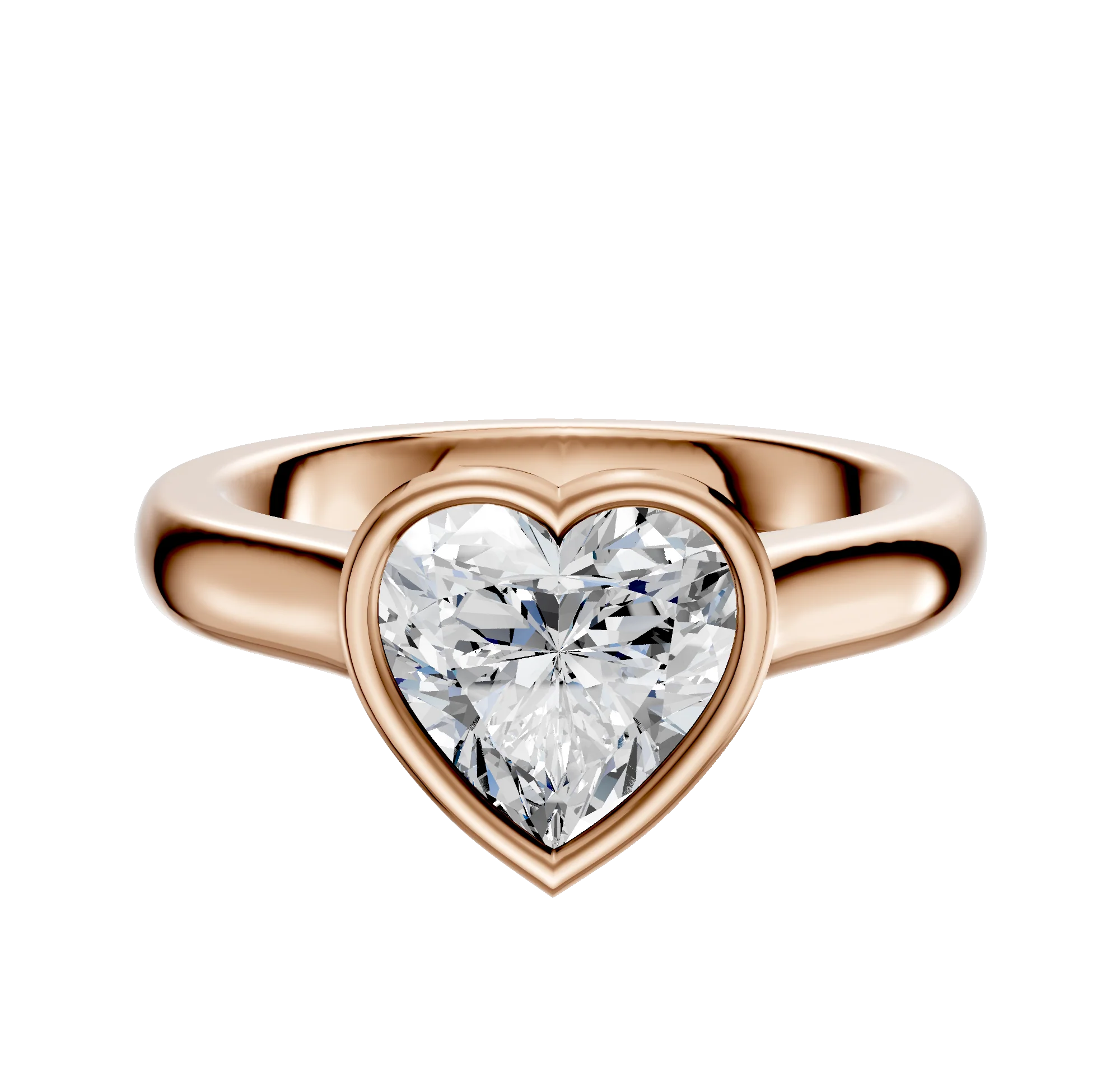 18K Rose Gold Bezel Full Bezel East/West Cathedral Dome 3.0mm Engagement Ring