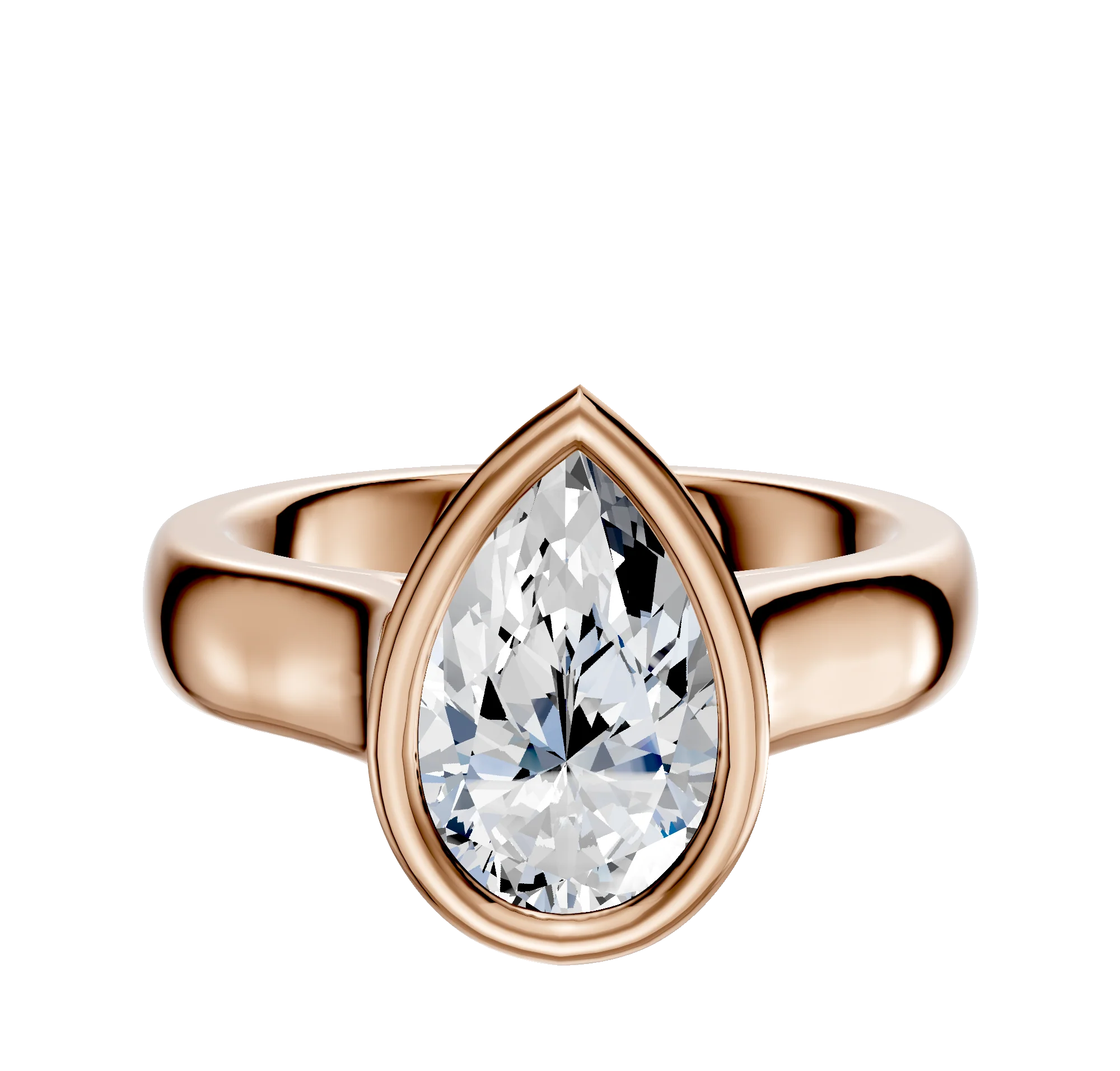 18K Rose Gold Bezel Full Bezel East/West Cathedral Dome 4.0mm Engagement Ring