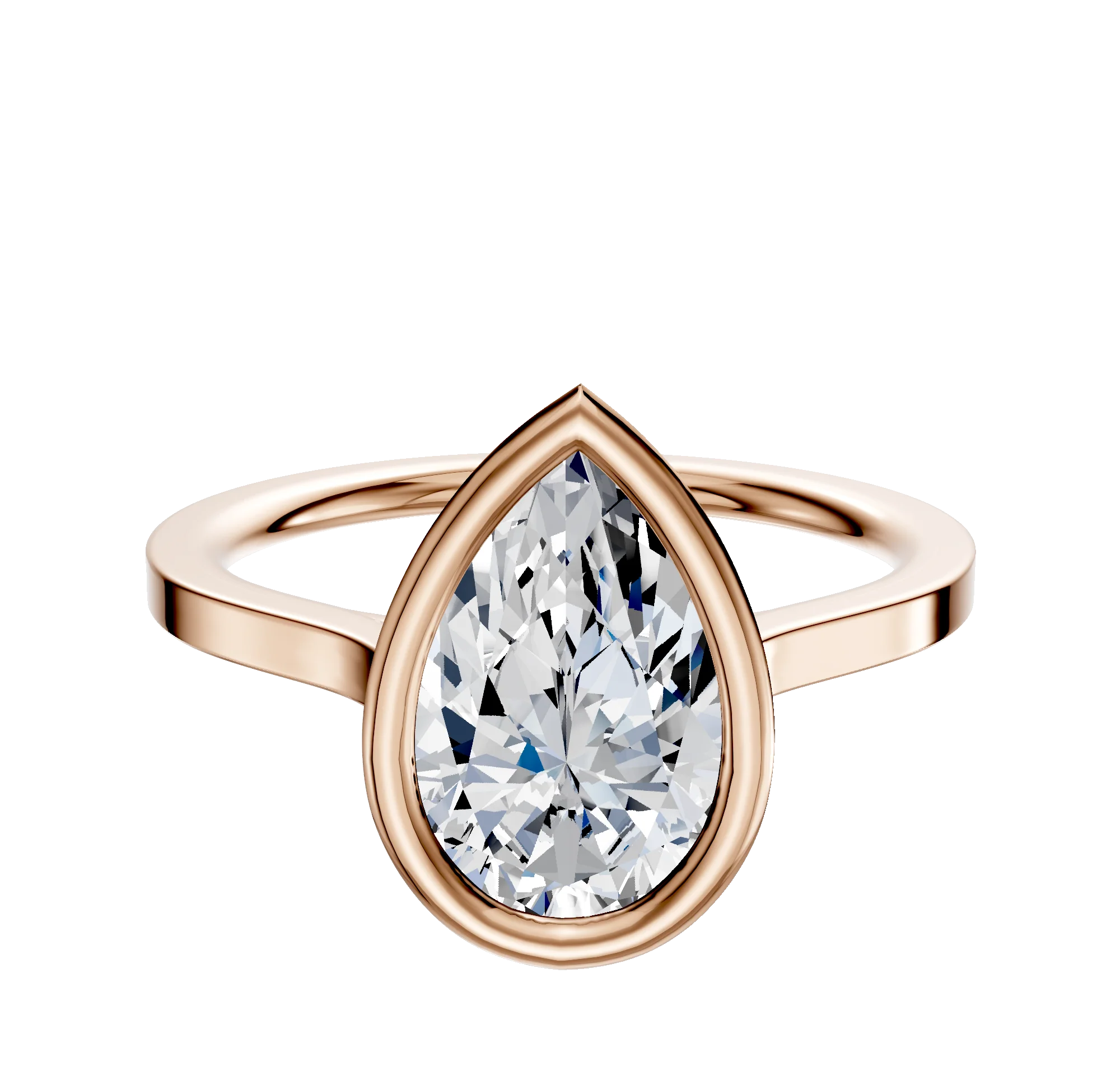 18K Rose Gold Bezel Full Bezel East/West Cathedral Flat 1.5mm Engagement Ring