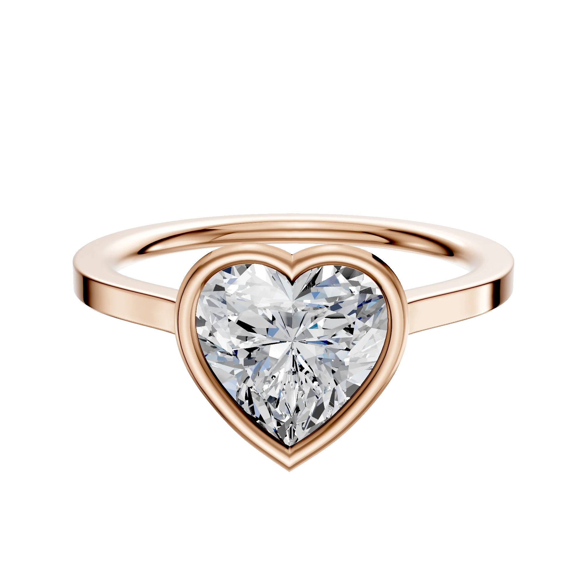 18K Rose Gold Bezel Full Bezel East/West Cathedral Flat 1.5mm Engagement Ring