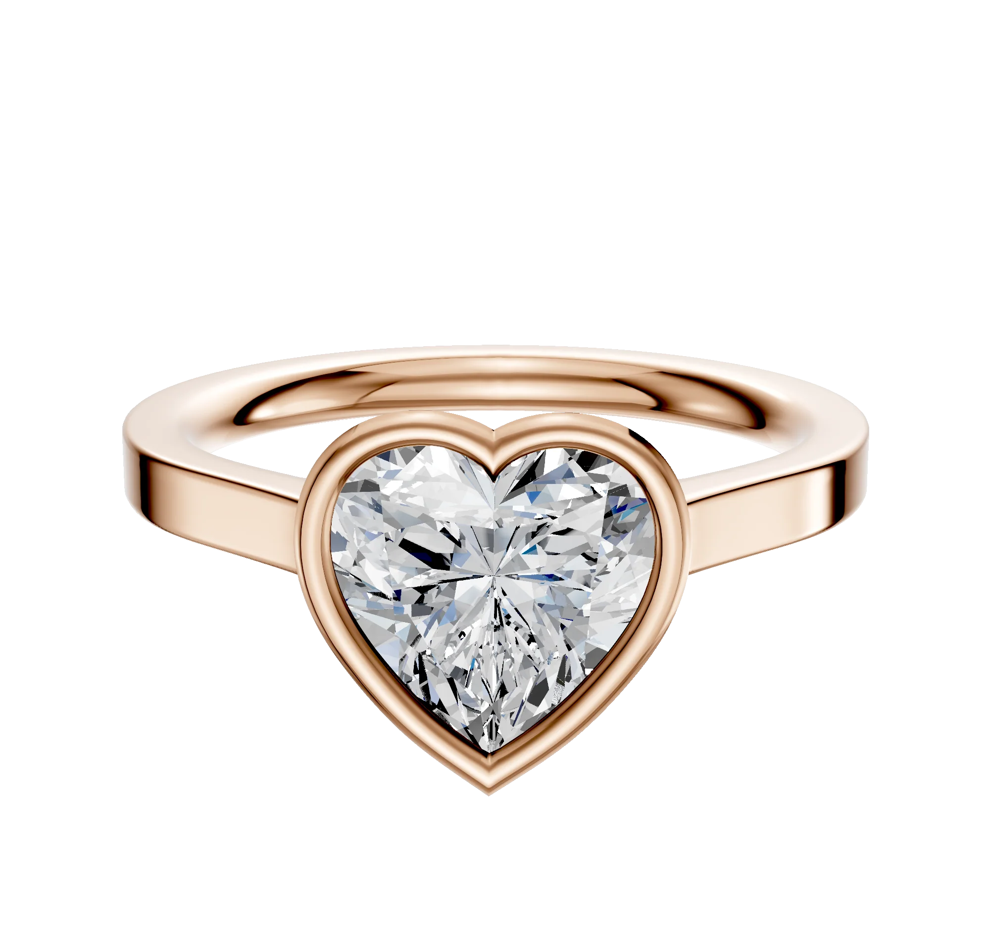 18K Rose Gold Bezel Full Bezel East/West Cathedral Flat 2.0mm Engagement Ring