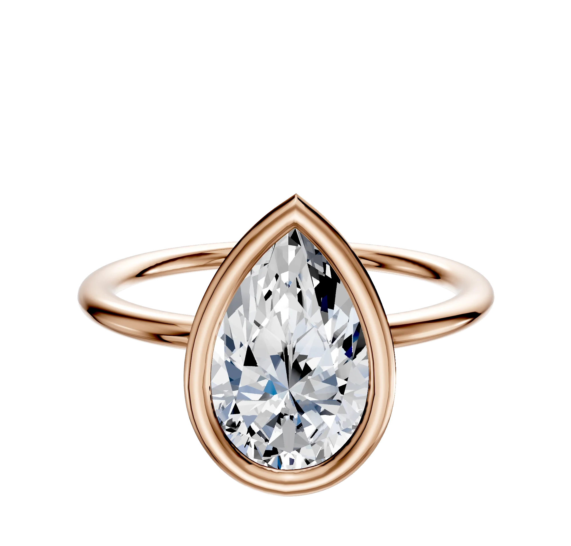 18K Rose Gold Bezel Full Bezel East/West Classic Dome 1.5mm Engagement Ring