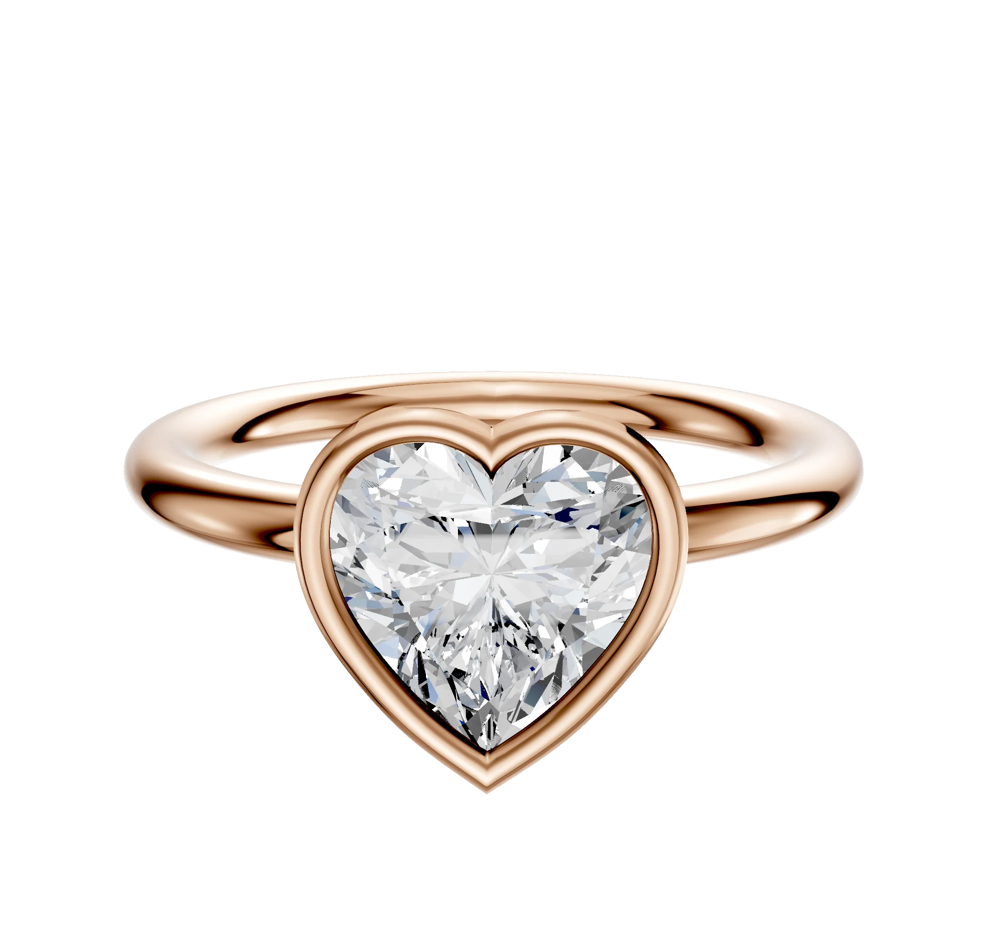 18K Rose Gold Bezel Full Bezel East/West Classic Dome 2.0mm Engagement Ring