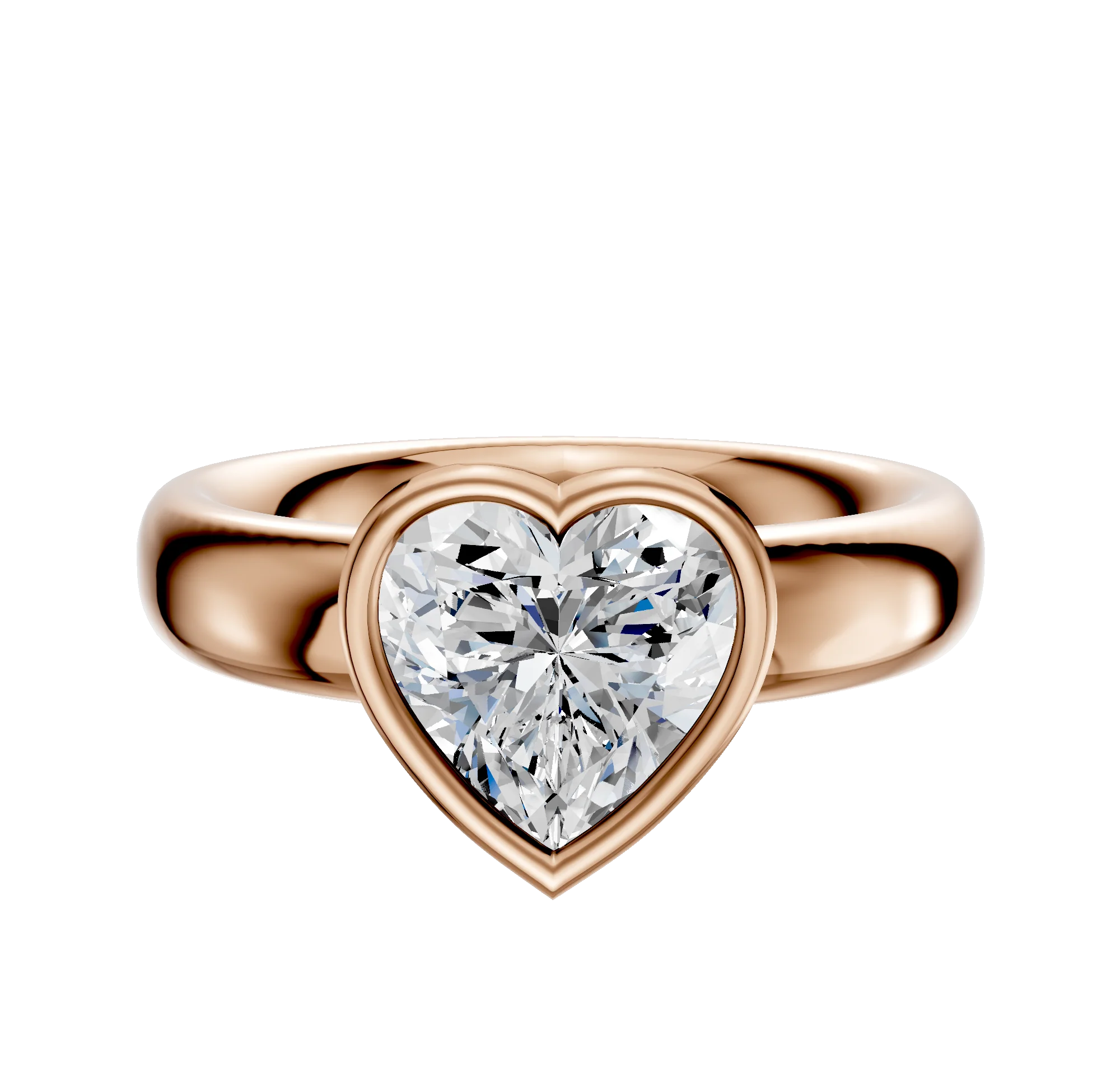 18K Rose Gold Bezel Full Bezel East/West Classic Dome 4.0mm Engagement Ring