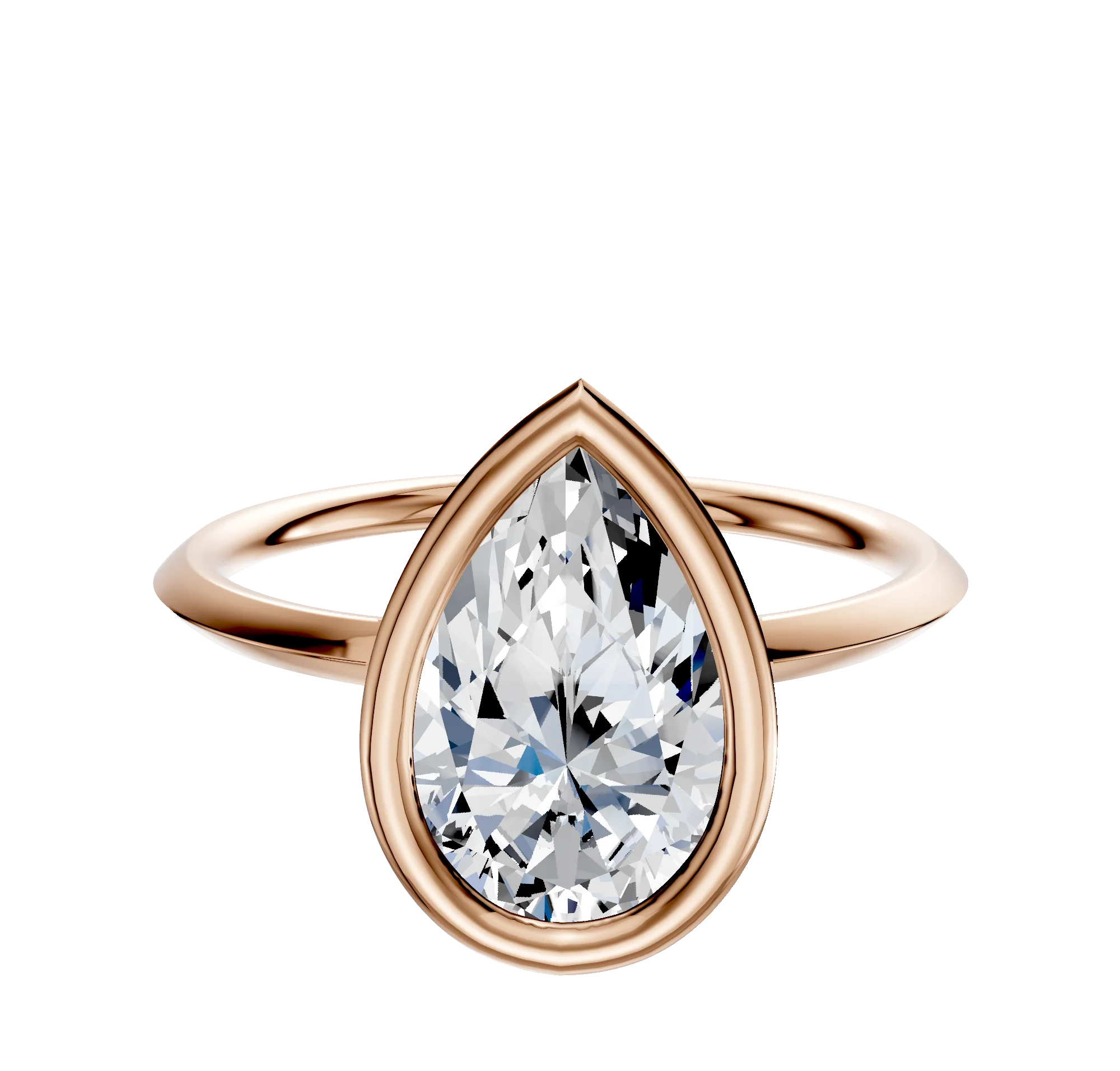 18K Rose Gold Bezel Full Bezel East/West Classic Knife Edge 1.5mm Engagement Ring