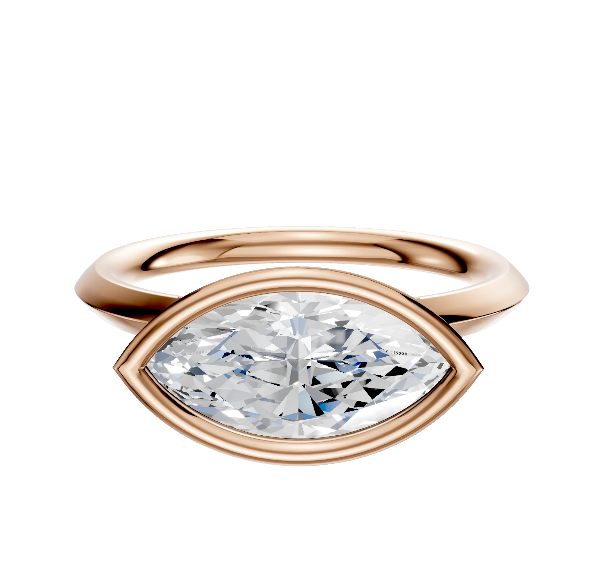 18K Rose Gold Bezel Full Bezel East/West Classic Knife Edge 2.0mm Engagement Ring