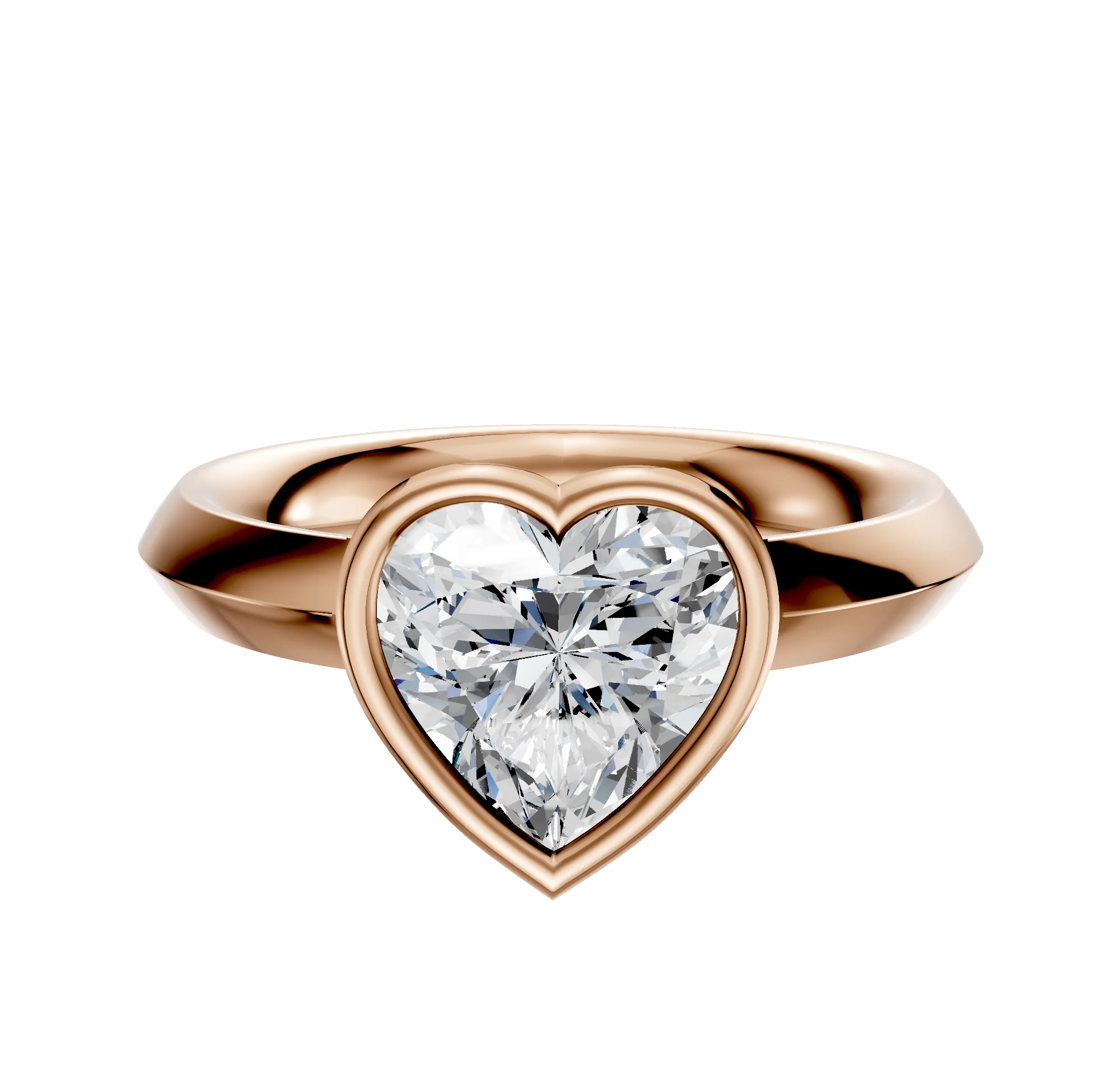 18K Rose Gold Bezel Full Bezel East/West Classic Knife Edge 3.0mm Engagement Ring