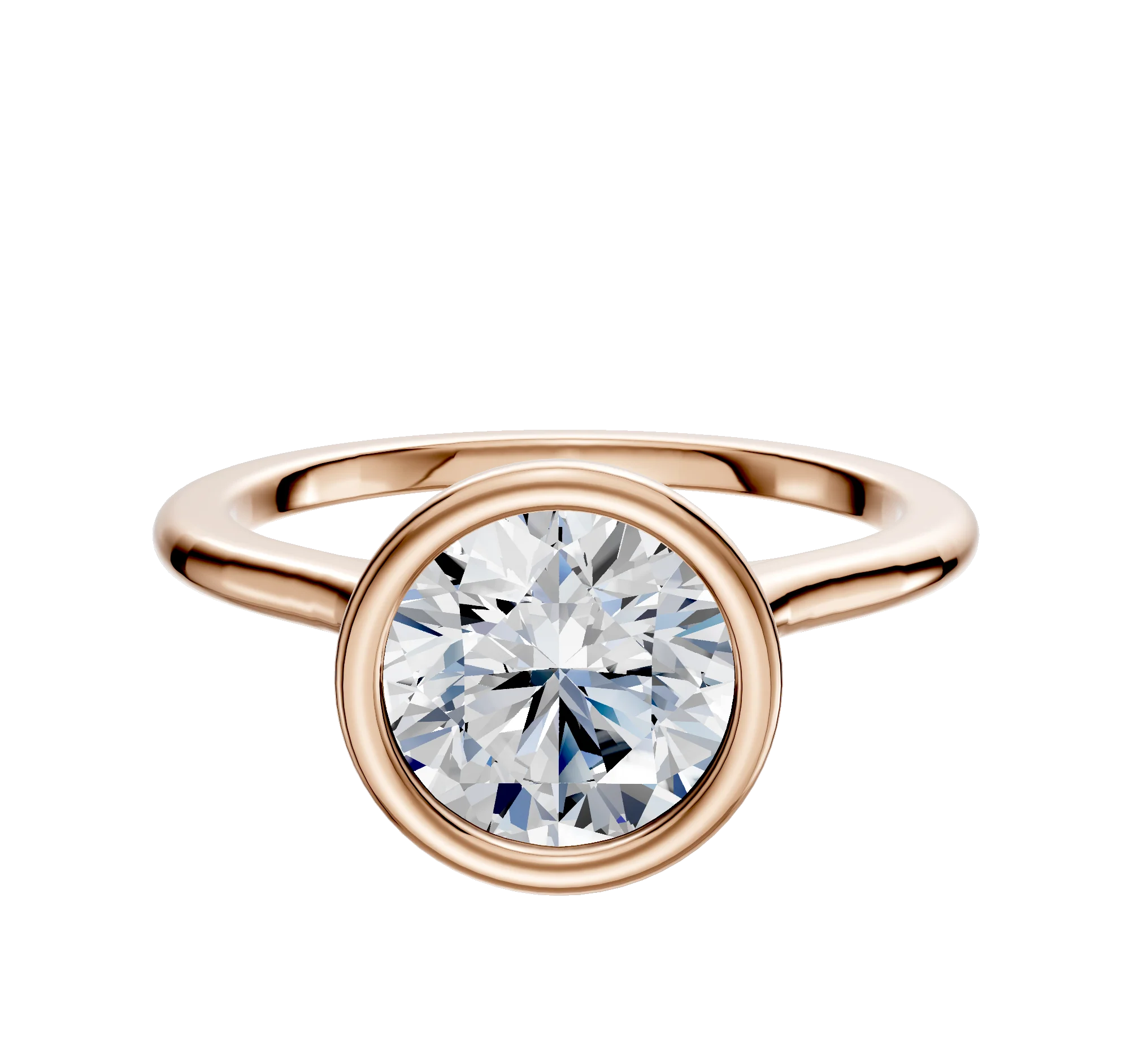 18K Rose Gold Bezel Full Bezel North/South Cathedral Dome 1.5mm Engagement Ring