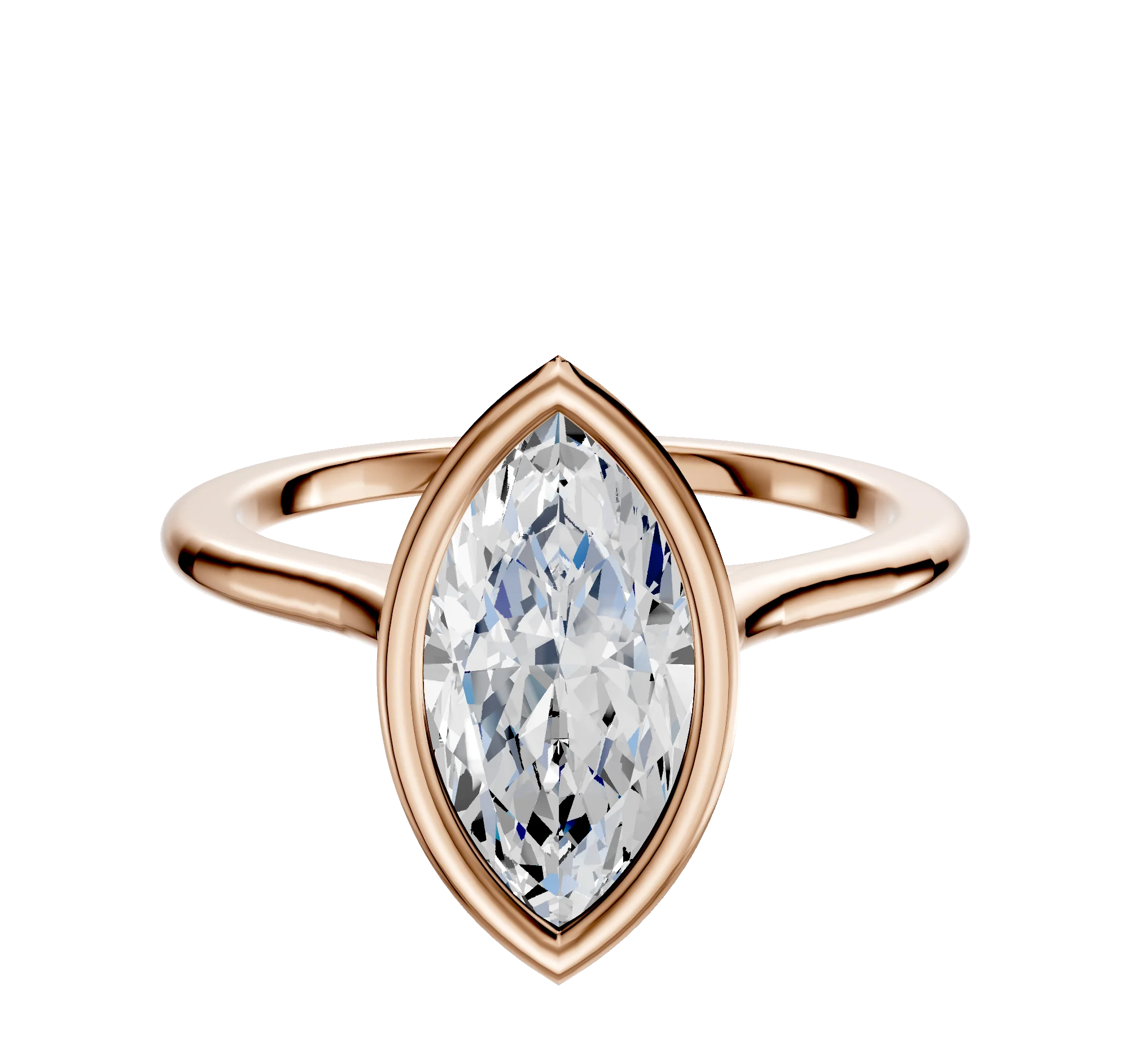18K Rose Gold Bezel Full Bezel North/South Cathedral Dome 1.5mm Engagement Ring