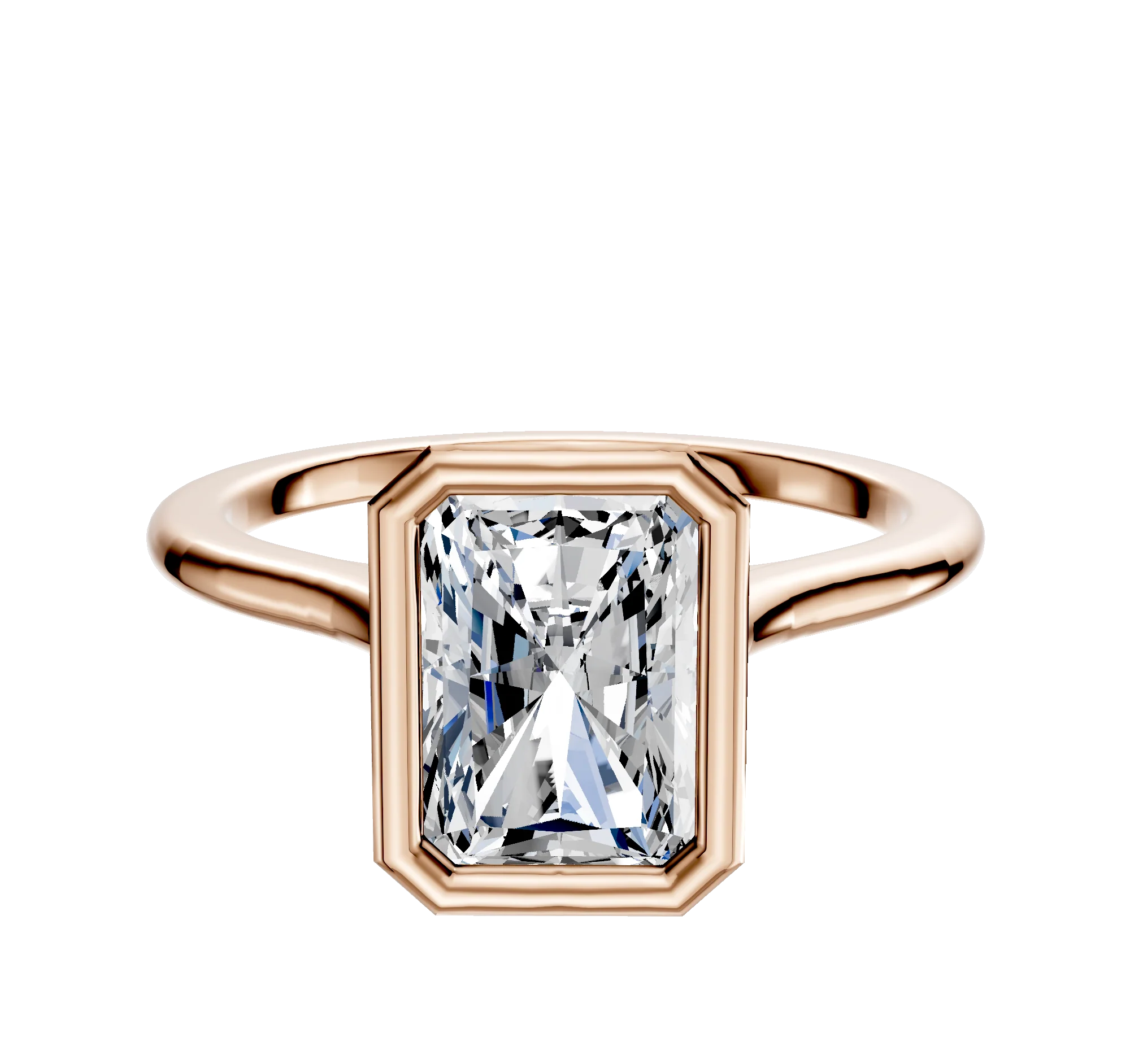 18K Rose Gold Bezel Full Bezel North/South Cathedral Dome 1.5mm Engagement Ring