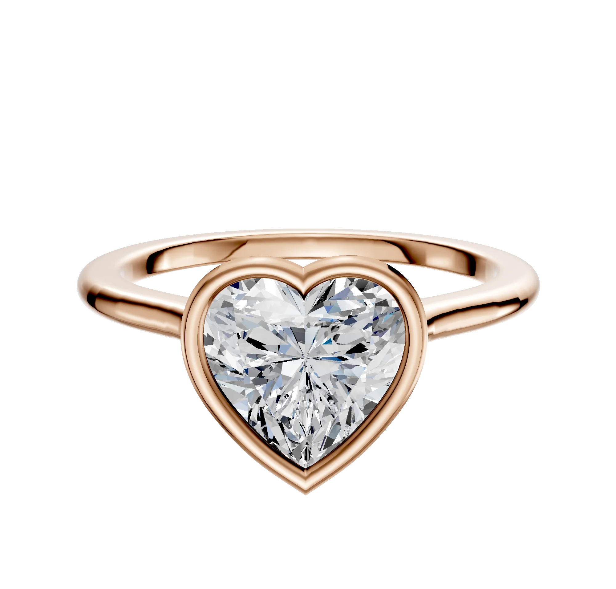18K Rose Gold Bezel Full Bezel North/South Cathedral Dome 1.5mm Engagement Ring