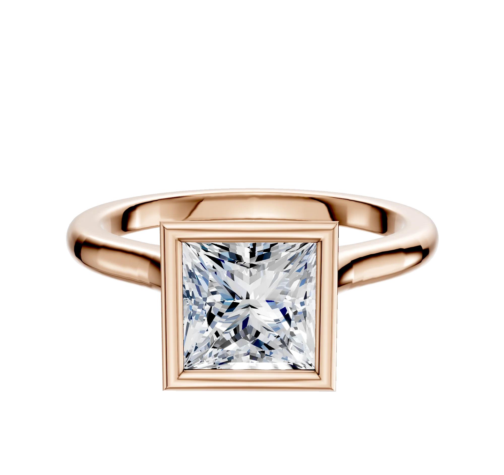 18K Rose Gold Bezel Full Bezel North/South Cathedral Dome 2.0mm Engagement Ring