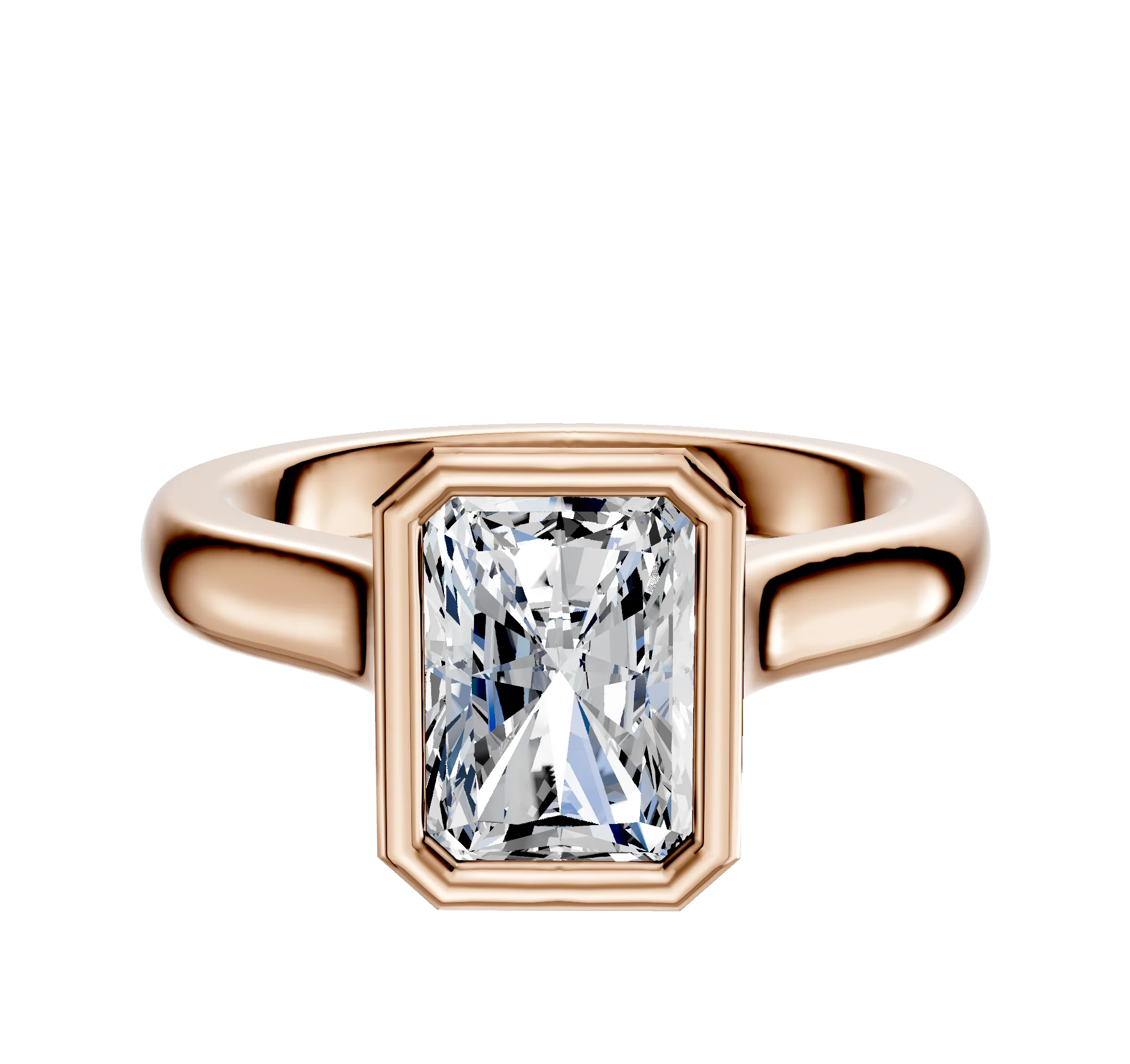 18K Rose Gold Bezel Full Bezel North/South Cathedral Dome 3.0mm Engagement Ring