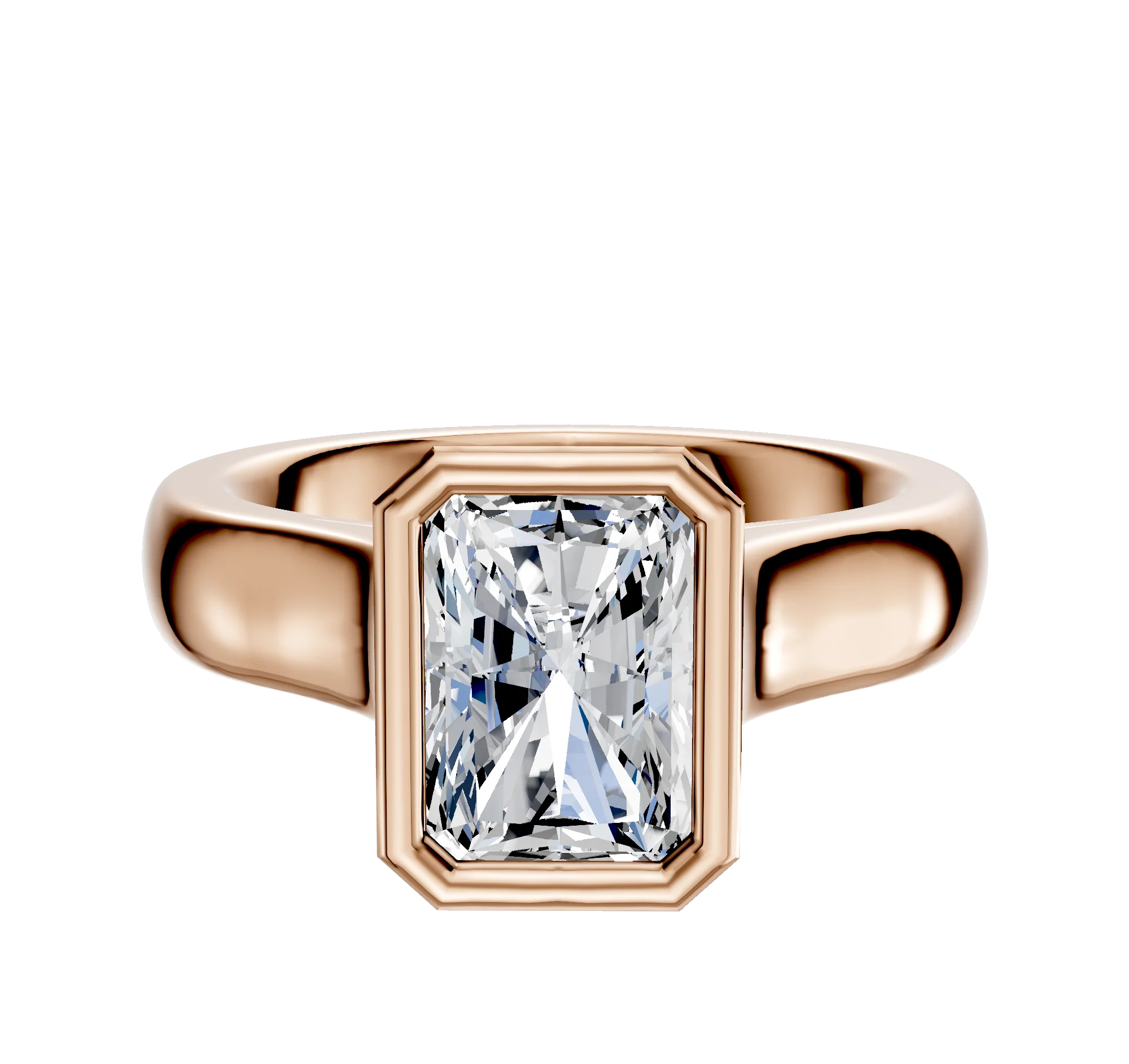 18K Rose Gold Bezel Full Bezel North/South Cathedral Dome 4.0mm Engagement Ring