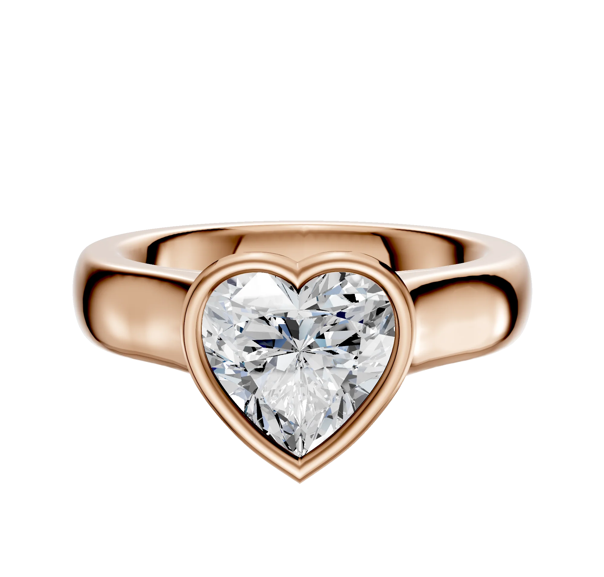 18K Rose Gold Bezel Full Bezel North/South Cathedral Dome 4.0mm Engagement Ring