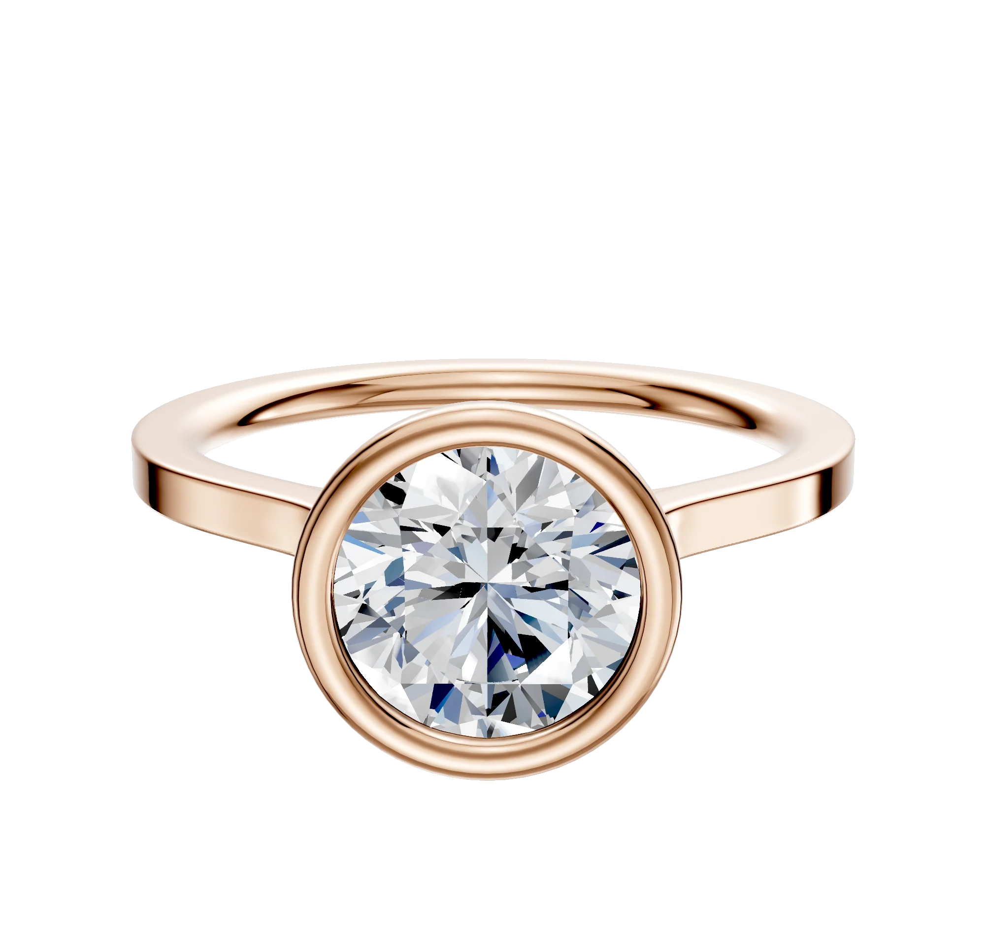 18K Rose Gold Bezel Full Bezel North/South Cathedral Flat 1.5mm Engagement Ring