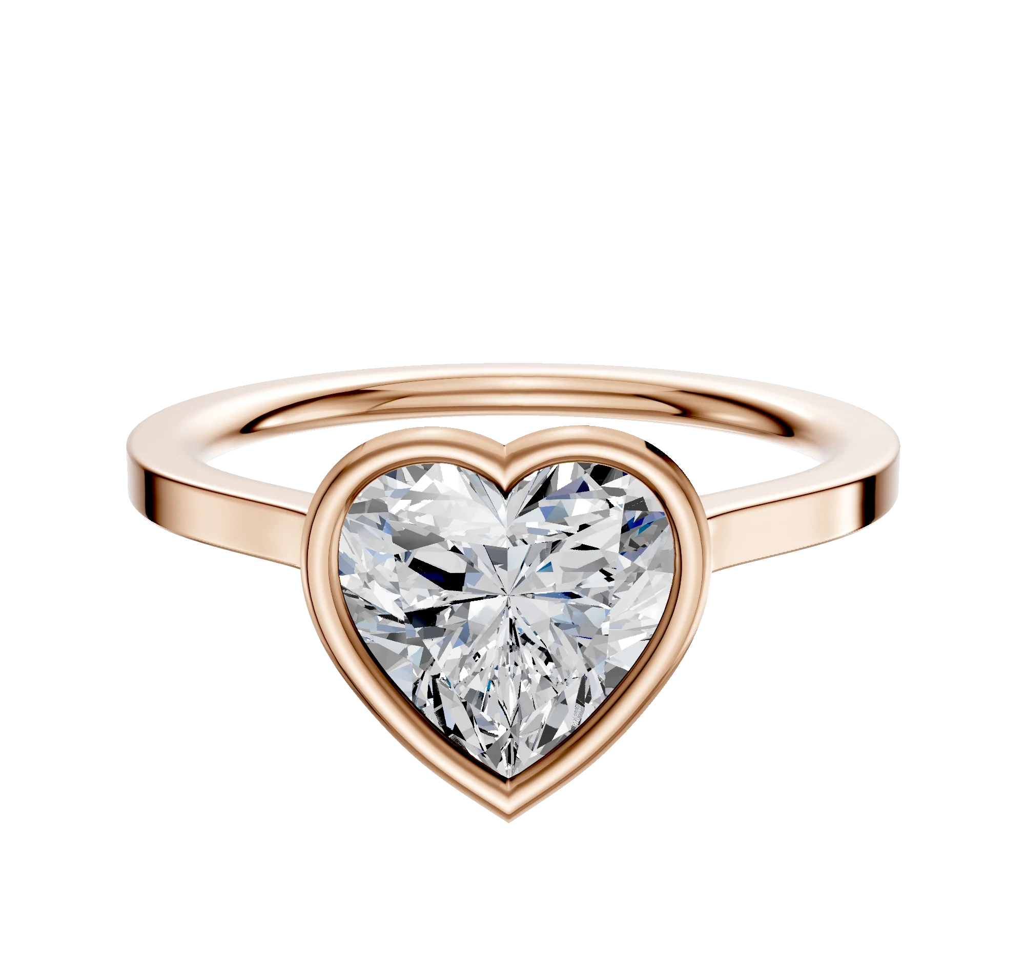 18K Rose Gold Bezel Full Bezel North/South Cathedral Flat 1.5mm Engagement Ring