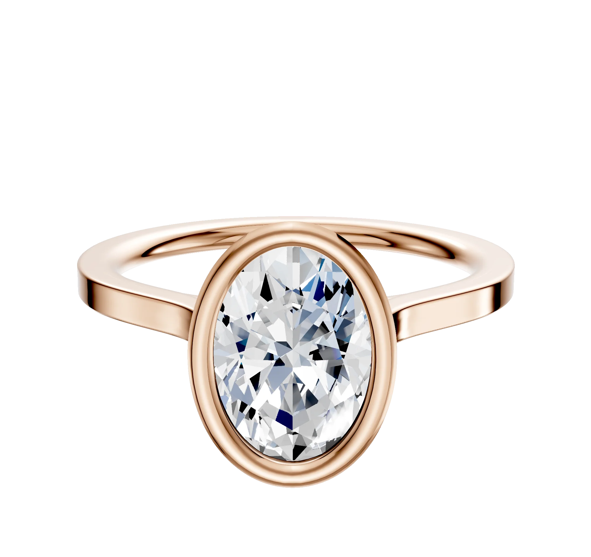 18K Rose Gold Bezel Full Bezel North/South Cathedral Flat 1.5mm Engagement Ring