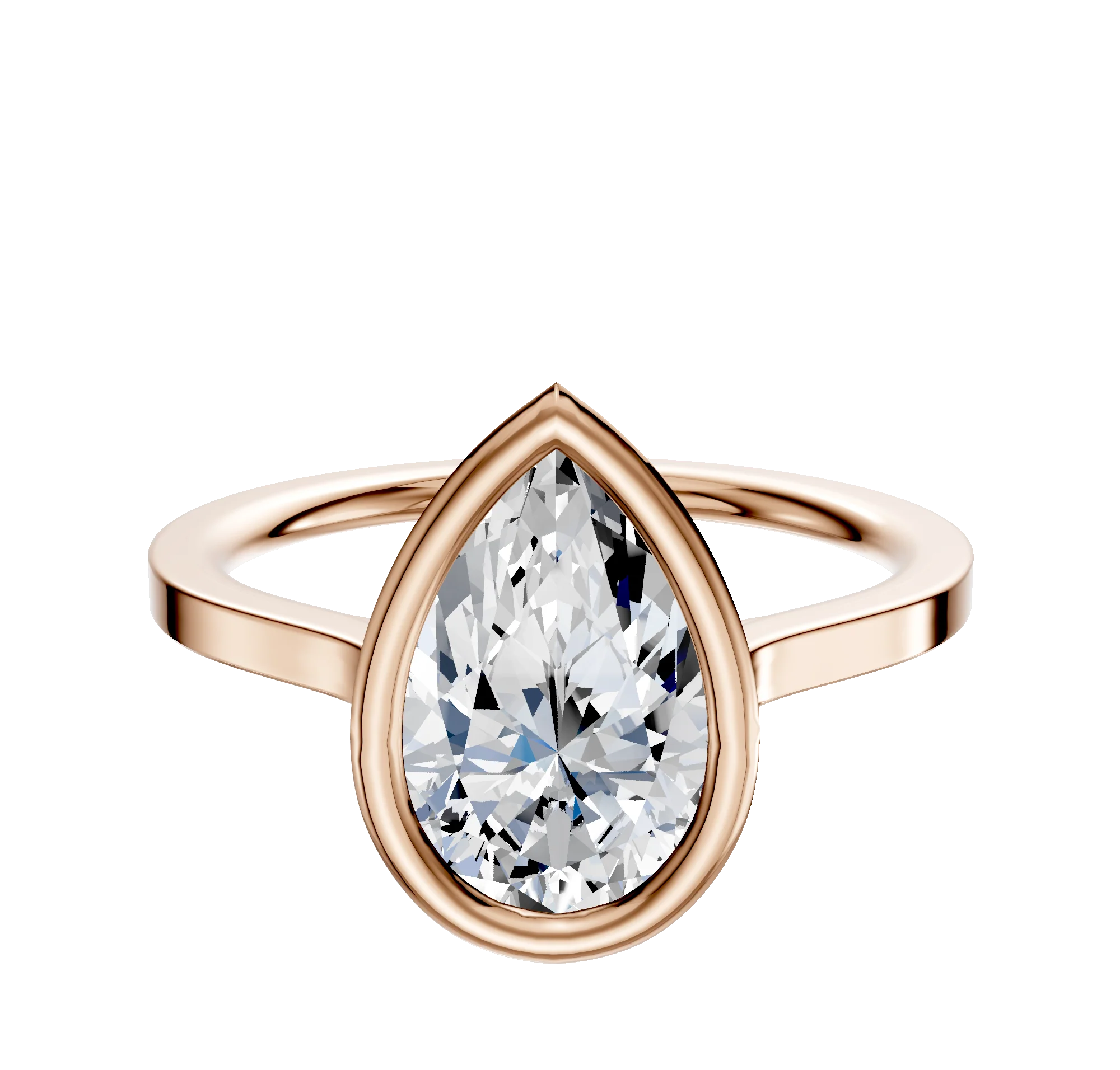 18K Rose Gold Bezel Full Bezel North/South Cathedral Flat 1.5mm Engagement Ring