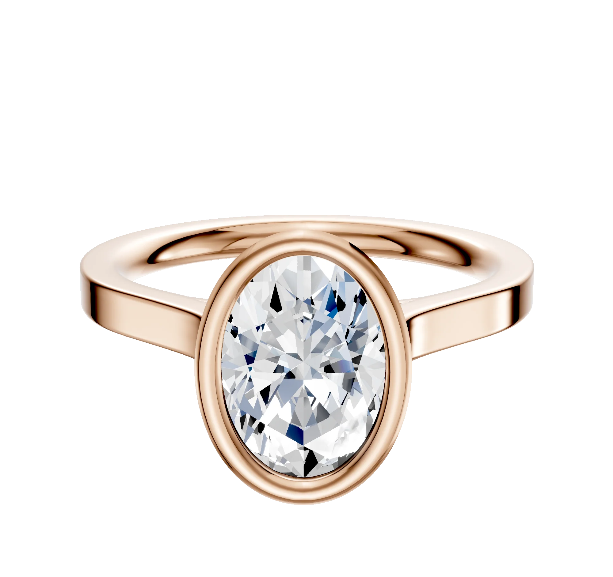 18K Rose Gold Bezel Full Bezel North/South Cathedral Flat 2.0mm Engagement Ring