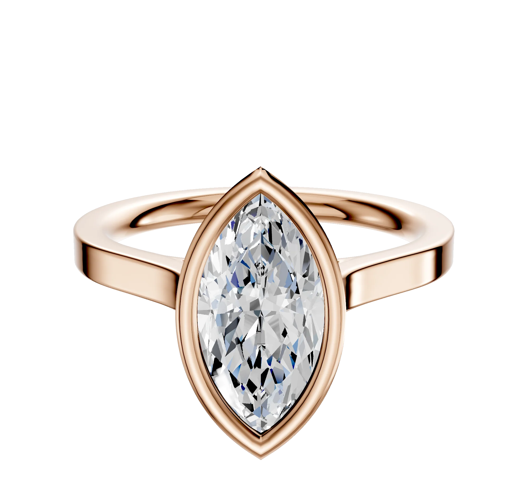 18K Rose Gold Bezel Full Bezel North/South Cathedral Flat 2.0mm Engagement Ring