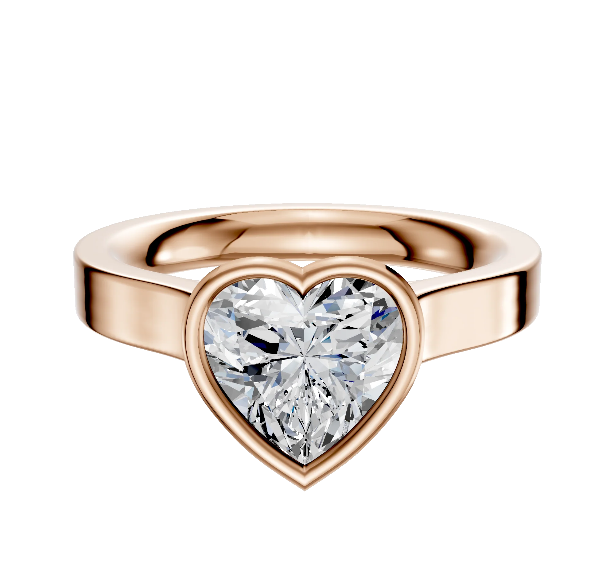 18K Rose Gold Bezel Full Bezel North/South Cathedral Flat 3.0mm Engagement Ring
