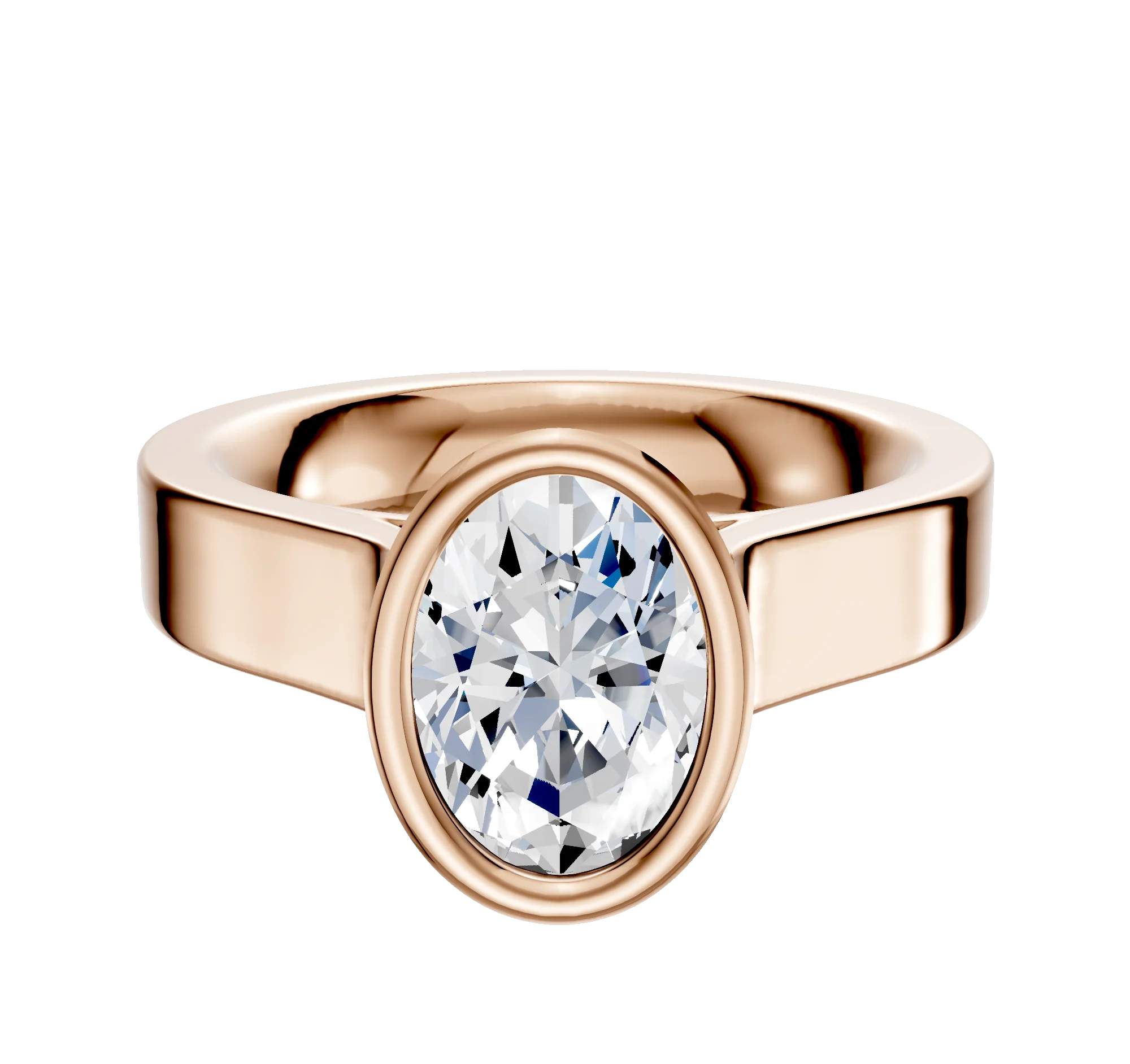18K Rose Gold Bezel Full Bezel North/South Cathedral Flat 4.0mm Engagement Ring