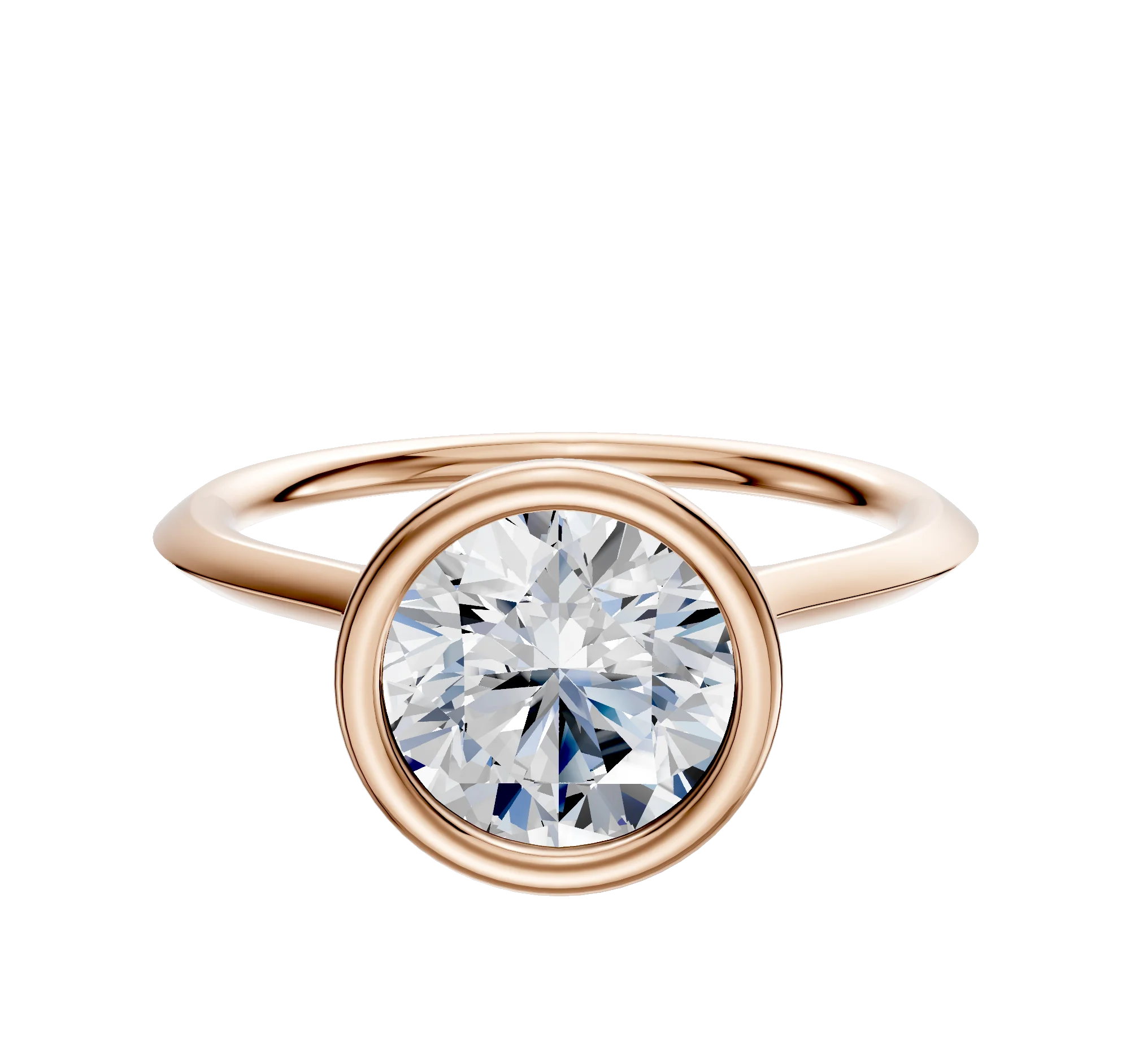18K Rose Gold Bezel Full Bezel North/South Cathedral Knife Edge 1.5mm Engagement Ring
