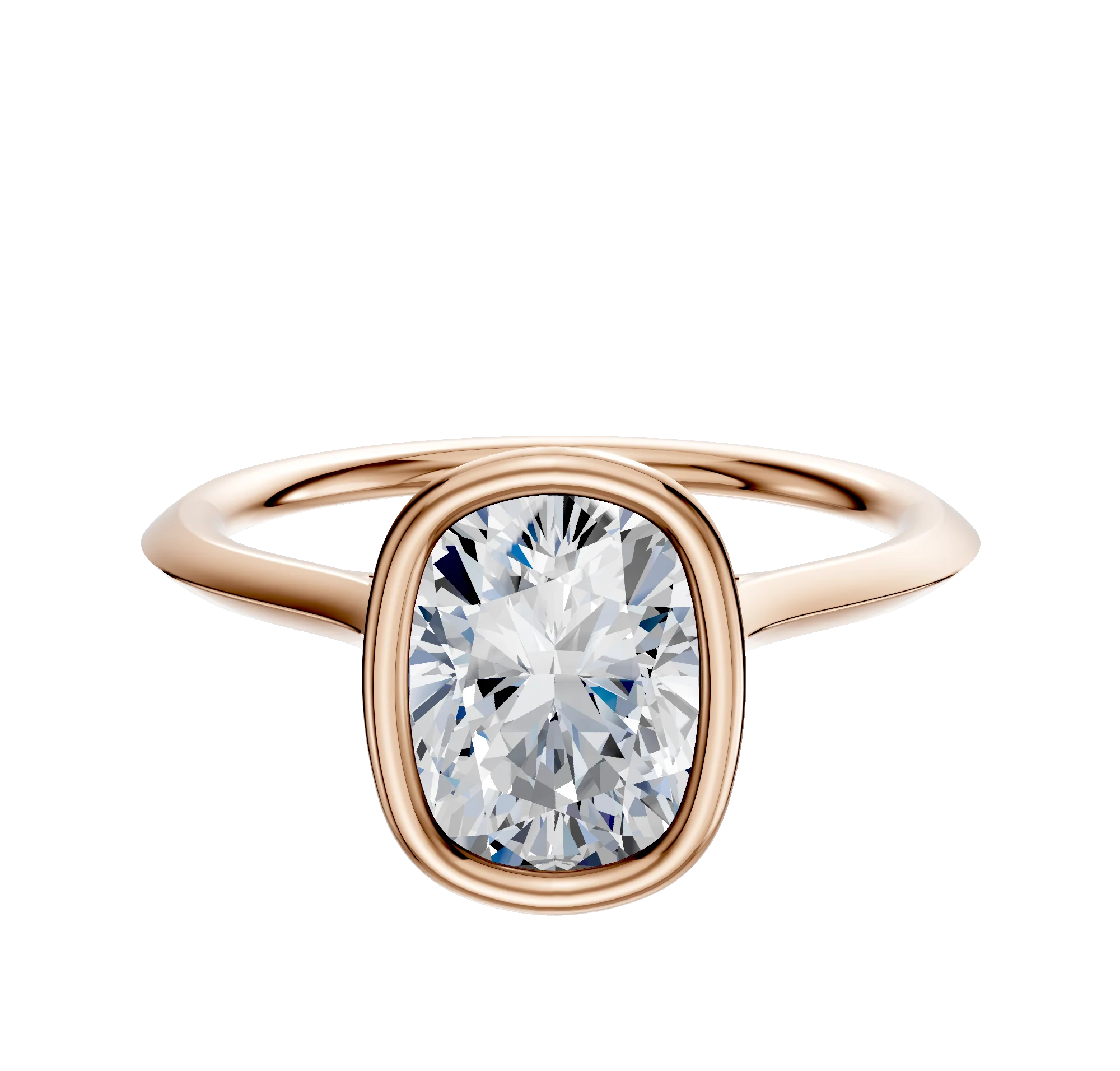 18K Rose Gold Bezel Full Bezel North/South Cathedral Knife Edge 1.5mm Engagement Ring