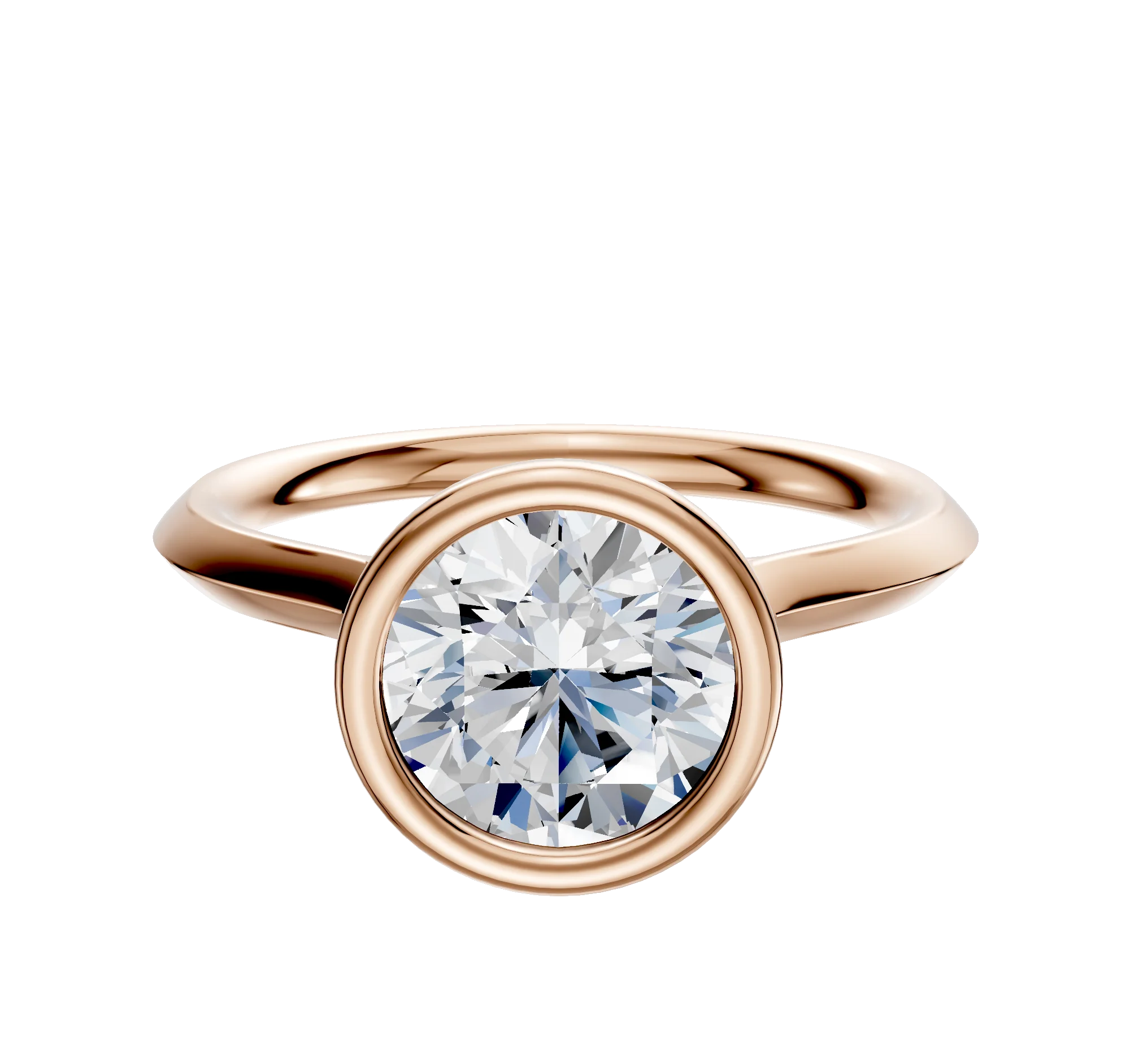 18K Rose Gold Bezel Full Bezel North/South Cathedral Knife Edge 2.0mm Engagement Ring