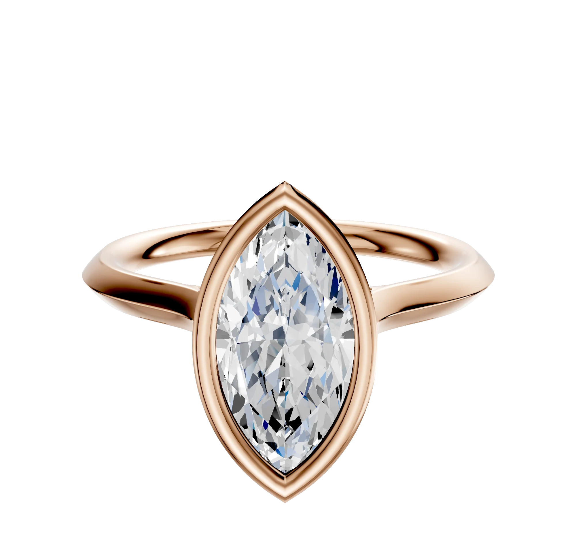 18K Rose Gold Bezel Full Bezel North/South Cathedral Knife Edge 2.0mm Engagement Ring