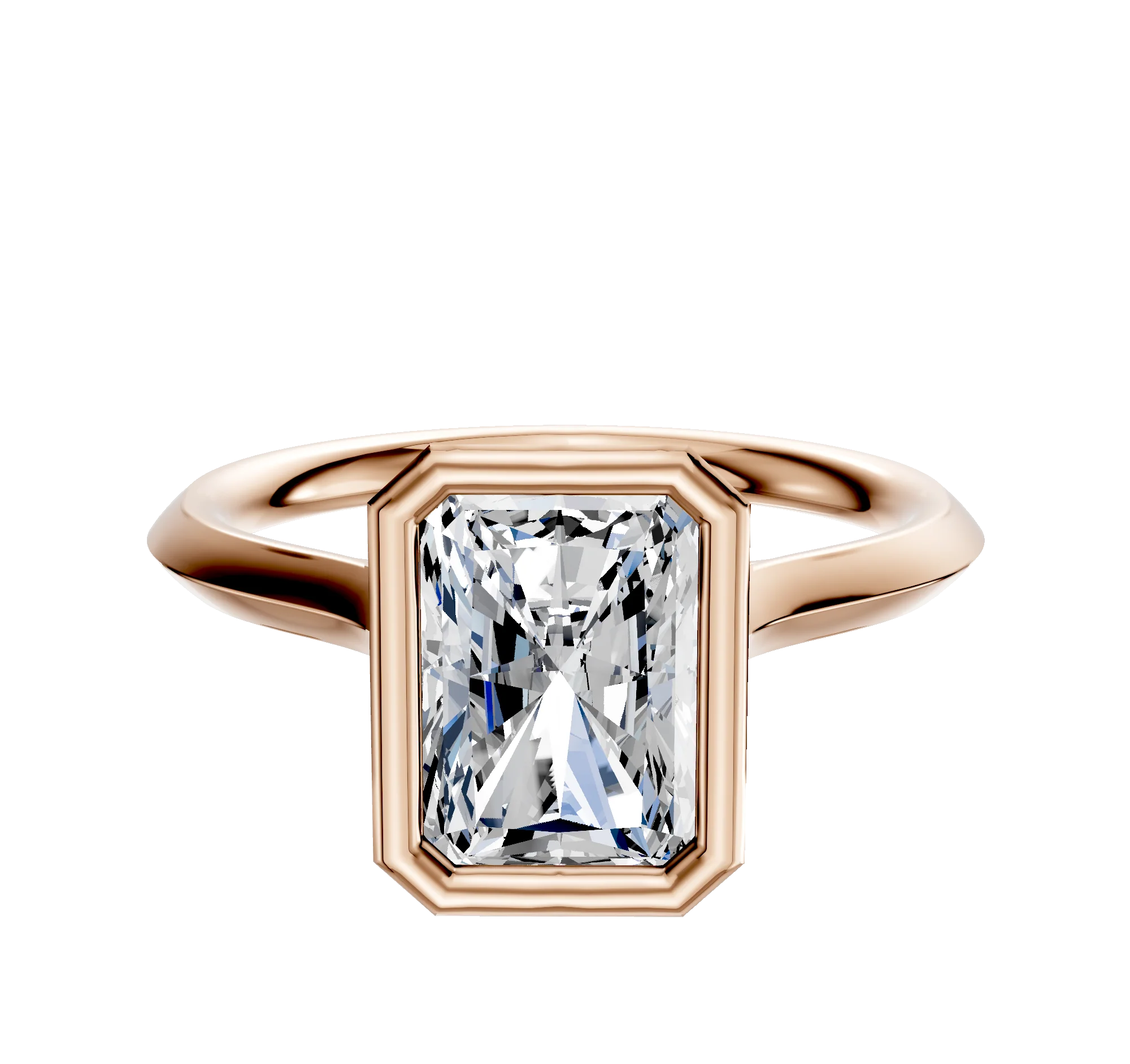 18K Rose Gold Bezel Full Bezel North/South Cathedral Knife Edge 2.0mm Engagement Ring