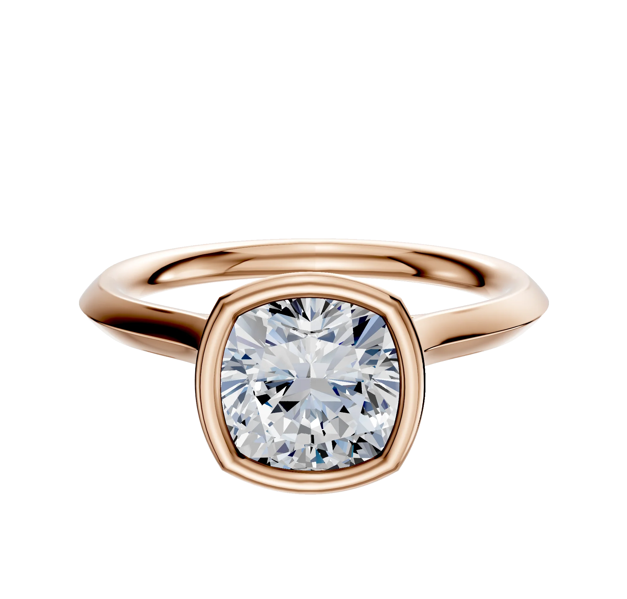 18K Rose Gold Bezel Full Bezel North/South Cathedral Knife Edge 2.0mm Engagement Ring