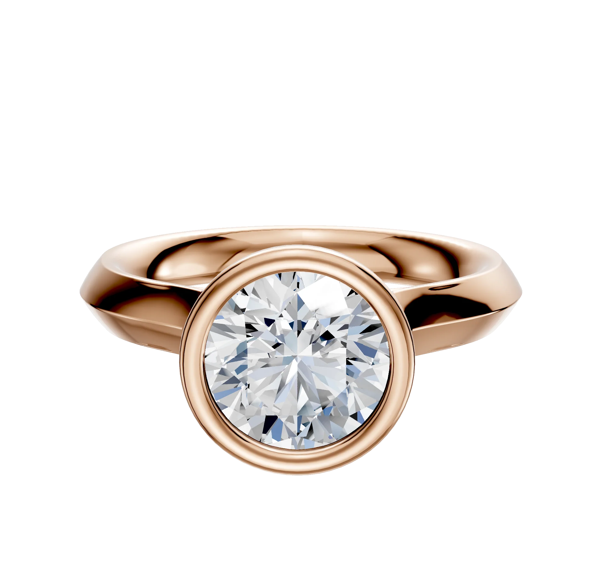 18K Rose Gold Bezel Full Bezel North/South Cathedral Knife Edge 3.0mm Engagement Ring