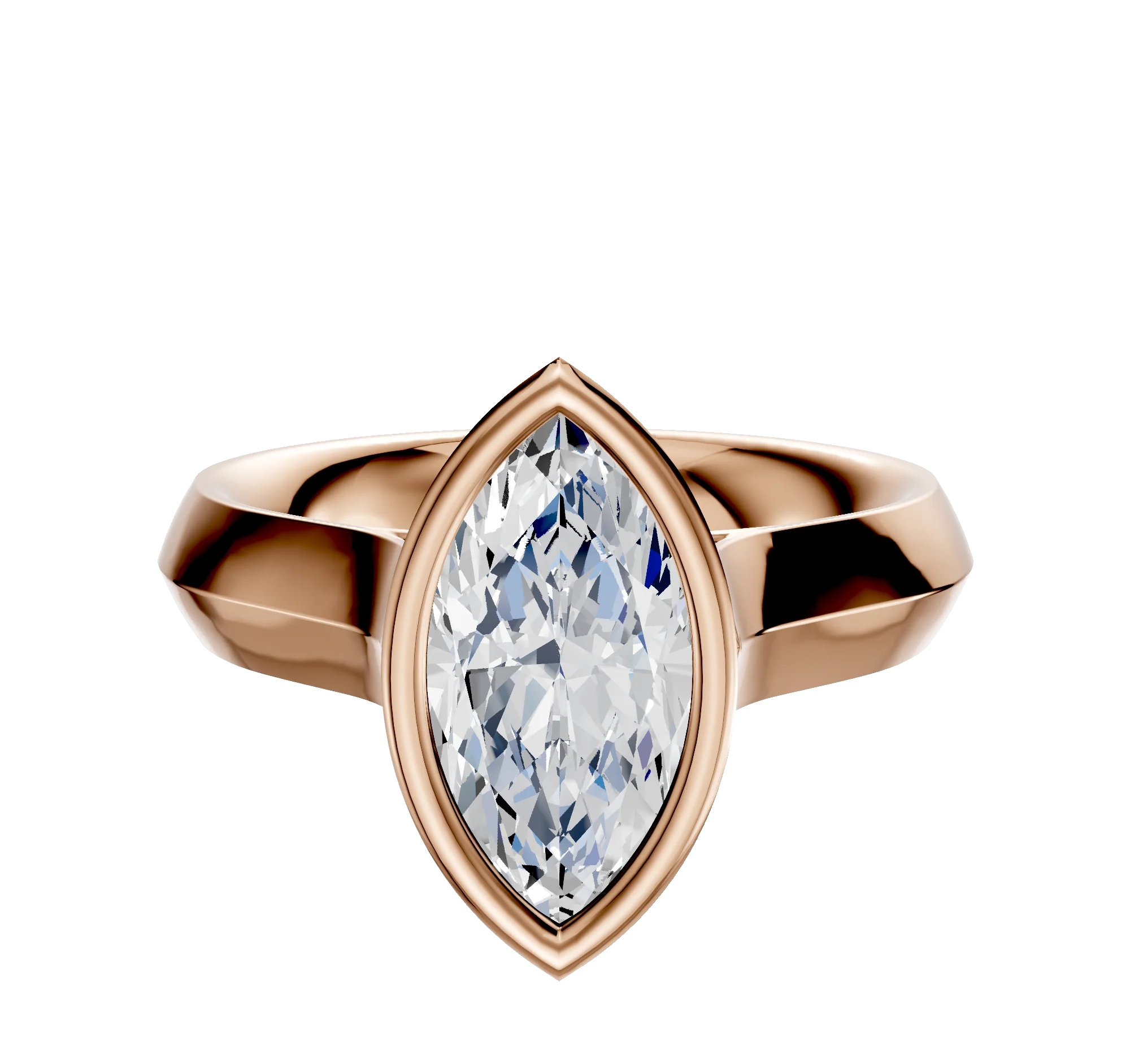 18K Rose Gold Bezel Full Bezel North/South Cathedral Knife Edge 4.0mm Engagement Ring