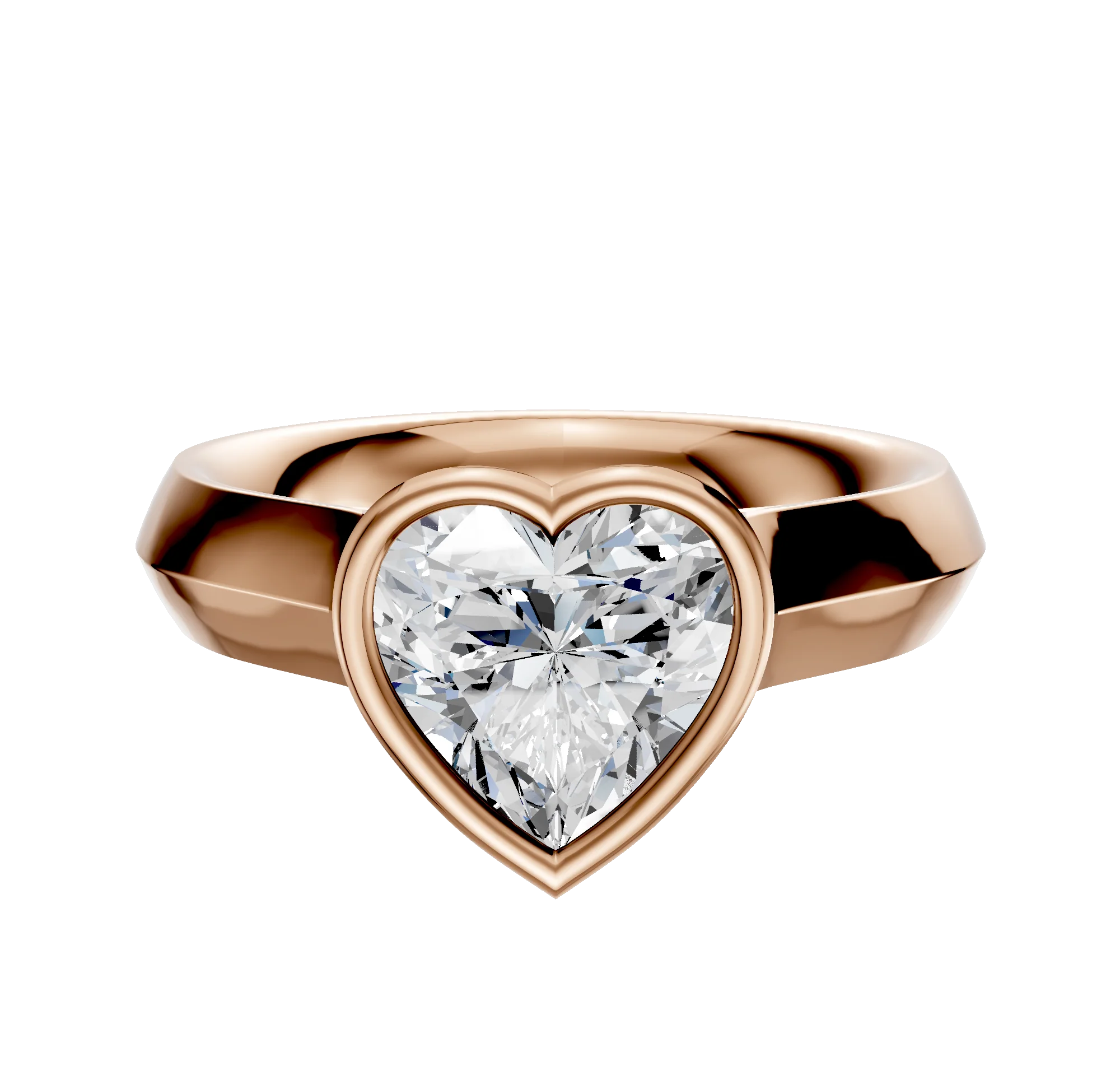 18K Rose Gold Bezel Full Bezel North/South Cathedral Knife Edge 4.0mm Engagement Ring
