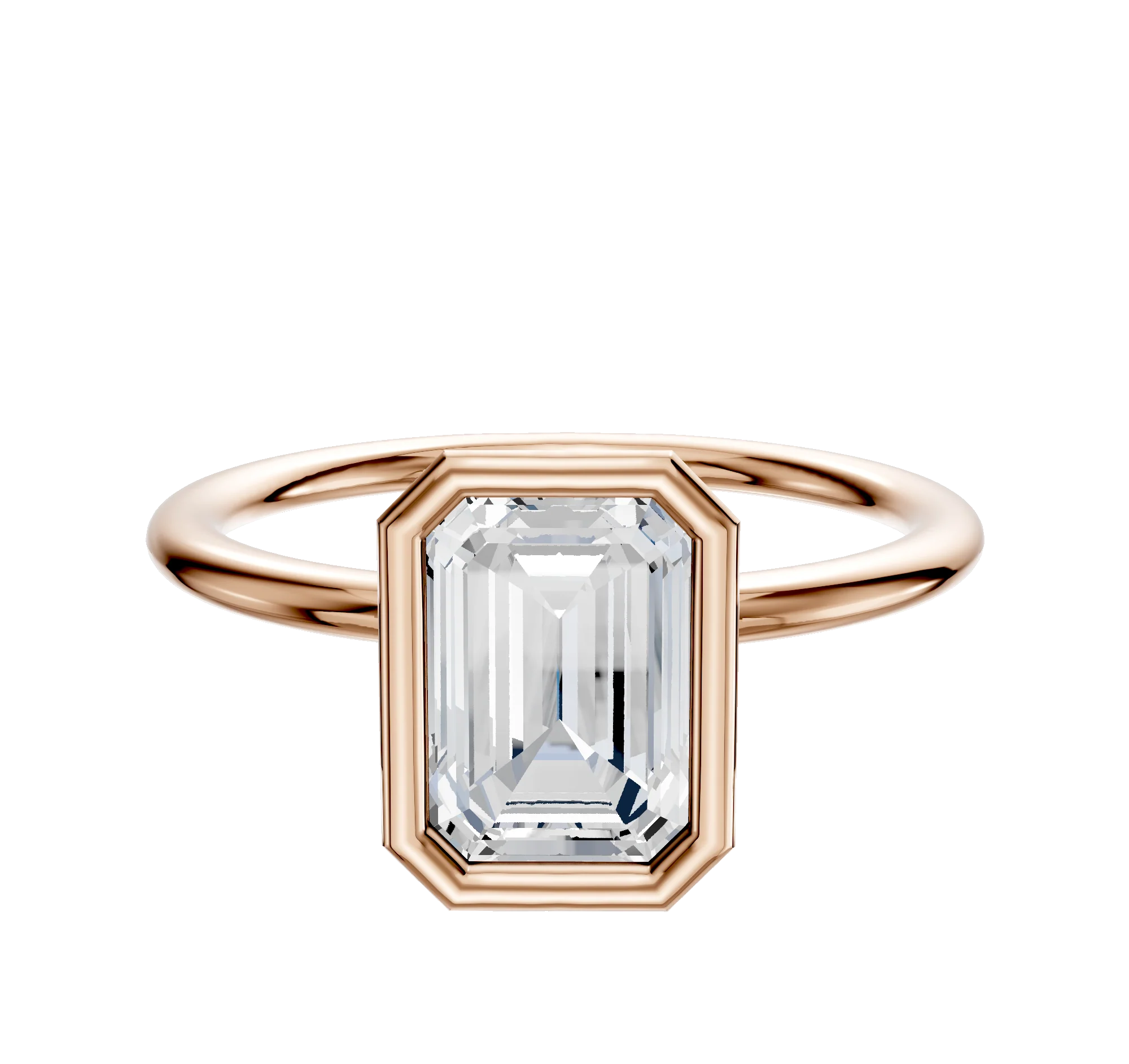 18K Rose Gold Bezel Full Bezel North/South Classic Dome 1.5mm Engagement Ring