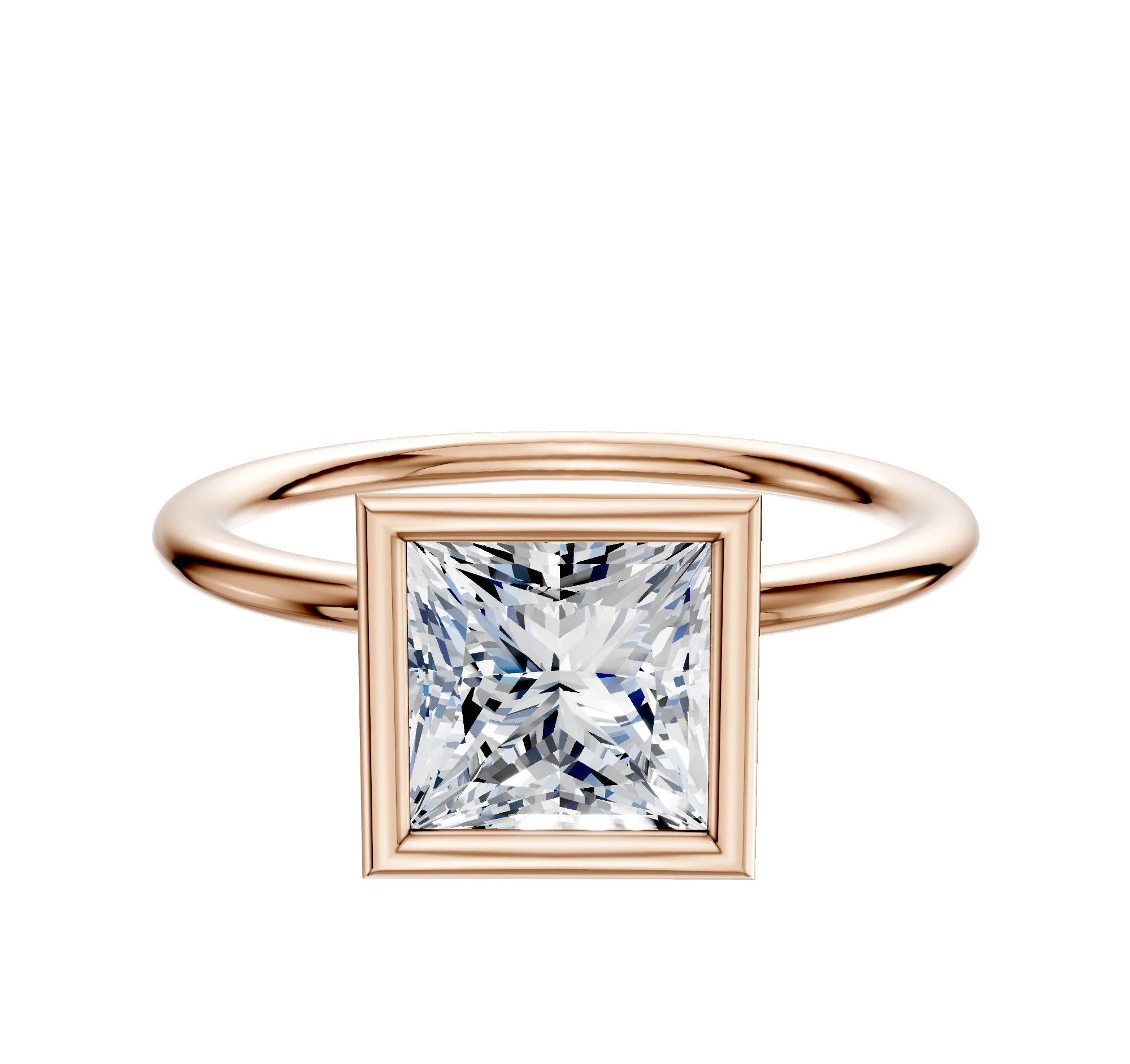 18K Rose Gold Bezel Full Bezel North/South Classic Dome 1.5mm Engagement Ring