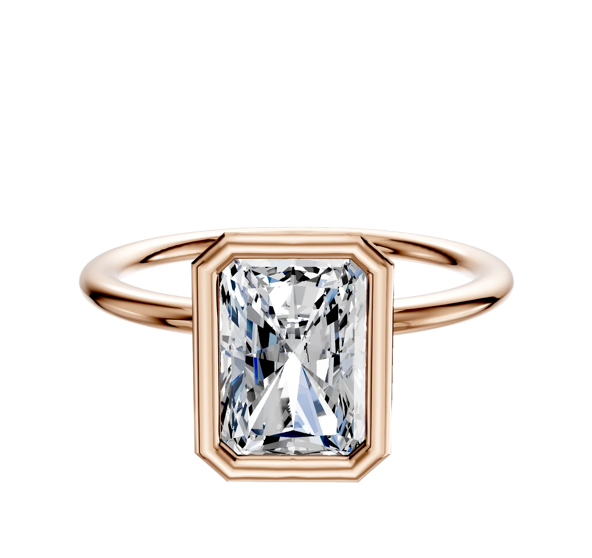 18K Rose Gold Bezel Full Bezel North/South Classic Dome 1.5mm Engagement Ring