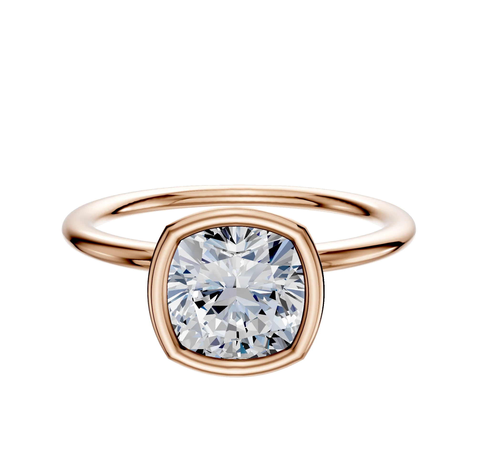 18K Rose Gold Bezel Full Bezel North/South Classic Dome 1.5mm Engagement Ring