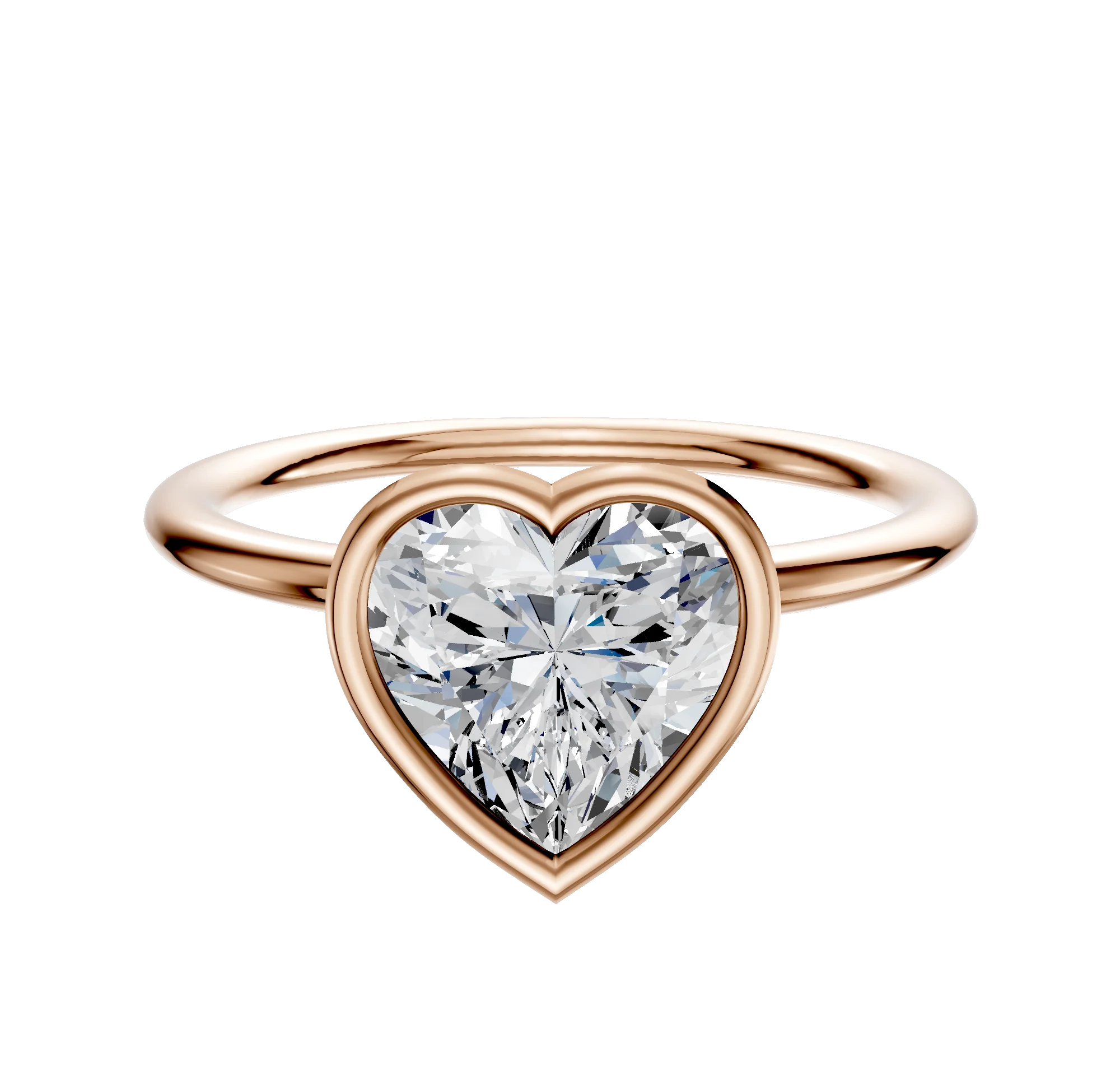 18K Rose Gold Bezel Full Bezel North/South Classic Dome 1.5mm Engagement Ring